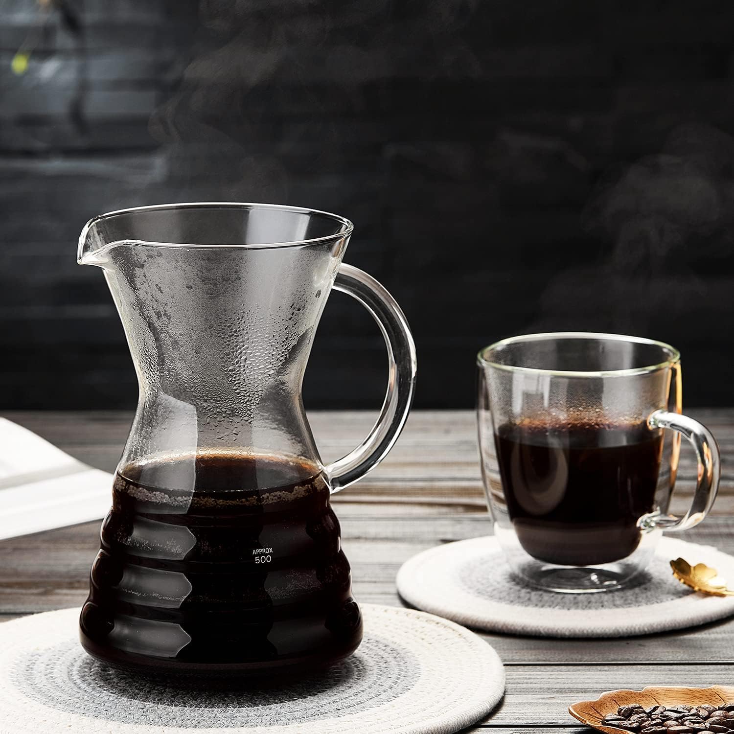 Unbreakable - 18 Pack Pour Over Coffee Maker with Permanent Stainless Filter 27 fl oz, Thickened Heat-Resistant Borosilicate Glass Dripper Coffee Brewer, Stovetop Safe