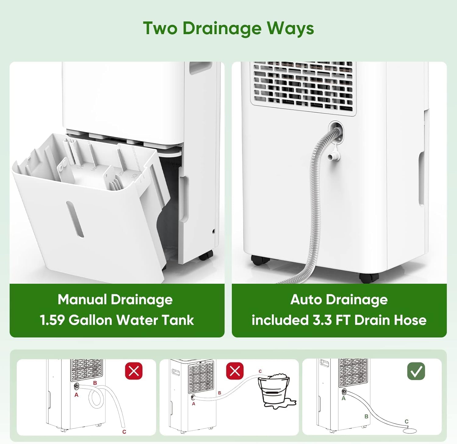 Dehumidifier, Dehumidifier for Basement with Drain Hose Max 70 Pints, Dehumidifiers for Home up to 4,500 Sq. Ft, Ideal for Bedroom, Bathroom & Large Rooms, Humidity Control, Dry Clothes, 24HR Timer