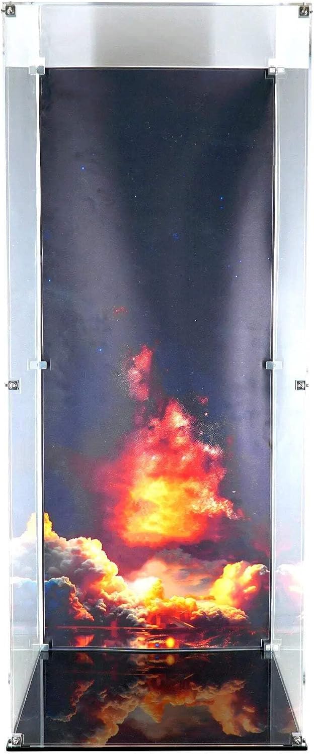 Display Case Compatible with Lego 10341 - NASA Artemis Space Launch System - Acrylic Dustproof Showcase with Pre-Printed Background - Set Not Included