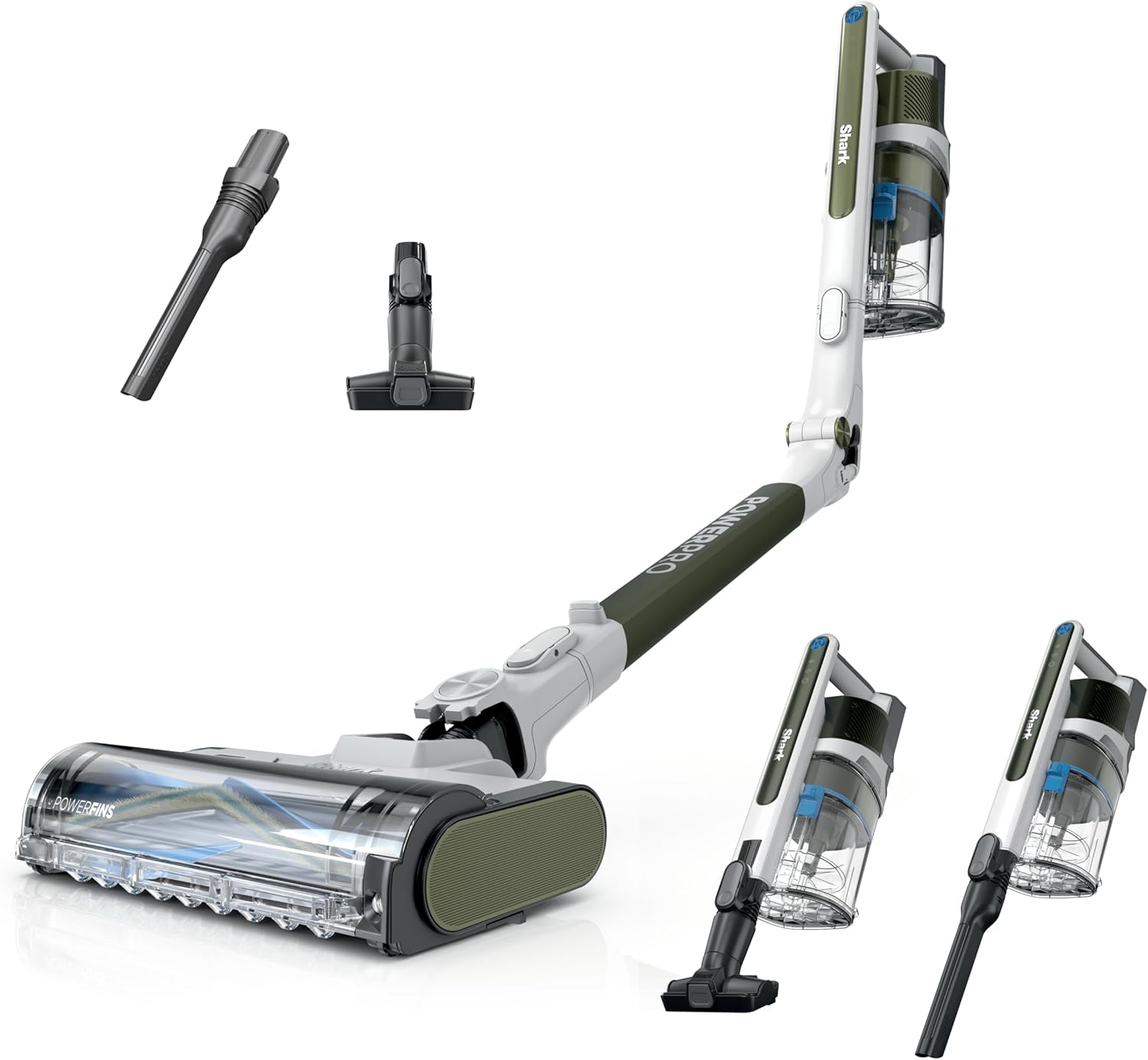 Shark PowerPro Flex Pet Plus Cordless Vacuum, FloorDetect Technology, MultiFLEX Wand, HEPA Filter, for Carpets & Hard Floors, Up to 50-Minute Runtime, Powerful Pet Hair Pickup, Olive, IZ387H
