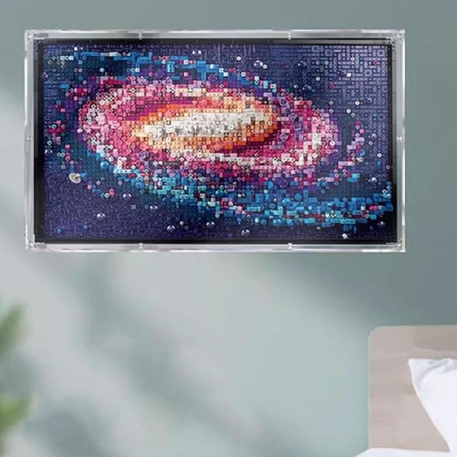 Transparent Lego 31212 Galaxy Pixel Art Wall Mounted Picture Frame Dusty Display Case with Open Door Wall Mounted Model (31212 Milky Way lego Set Model Not Included)