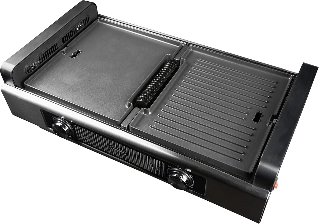 Danby DBSG29412XD11 Smokeless Indoor Grill in Black Advanced Air Circulation Technology Independent on/off and temperatures.
