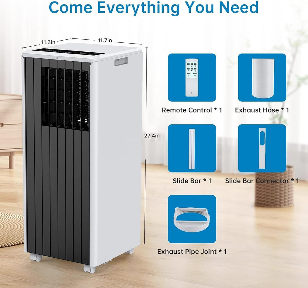 GarveeLife Portable Air Conditioner, 8,000 BTU Cools up to 350 Sq. Ft., LED Touch Panel, with Remote Contro, Built-in Dehumidifier, Fan, 3 in 1 Compact Indoor Quite AC Unit for Home Office Dorm RV