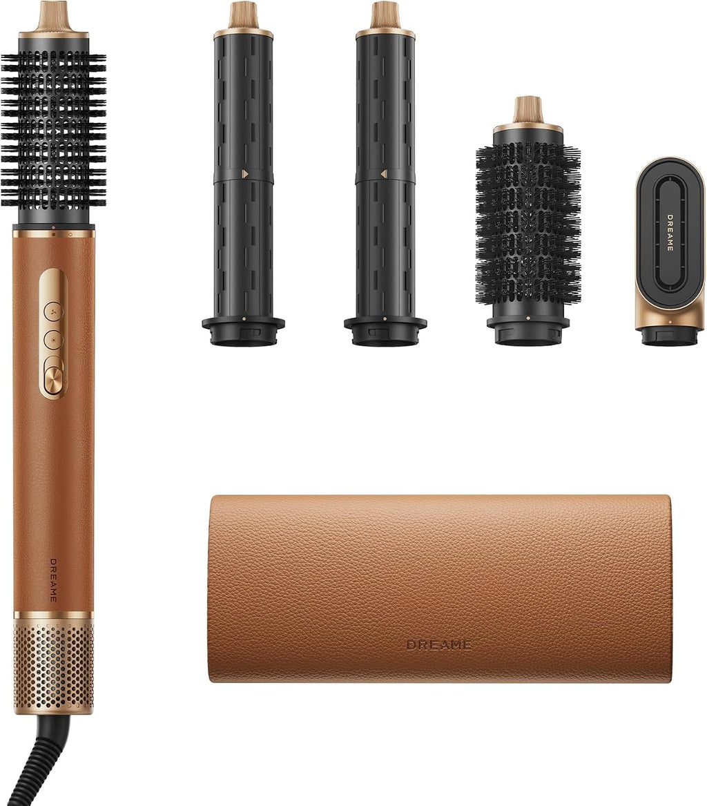 DREAME AirStyle Suite Pro Hair Styler & High-Speed Dryer, 110,000 RPM Motor, 3 Essential Snap-On Attachments for Curling, Volumizing & Fast Dry, Frizz Control, Cool Shot, Luxury Leather Travel Bag