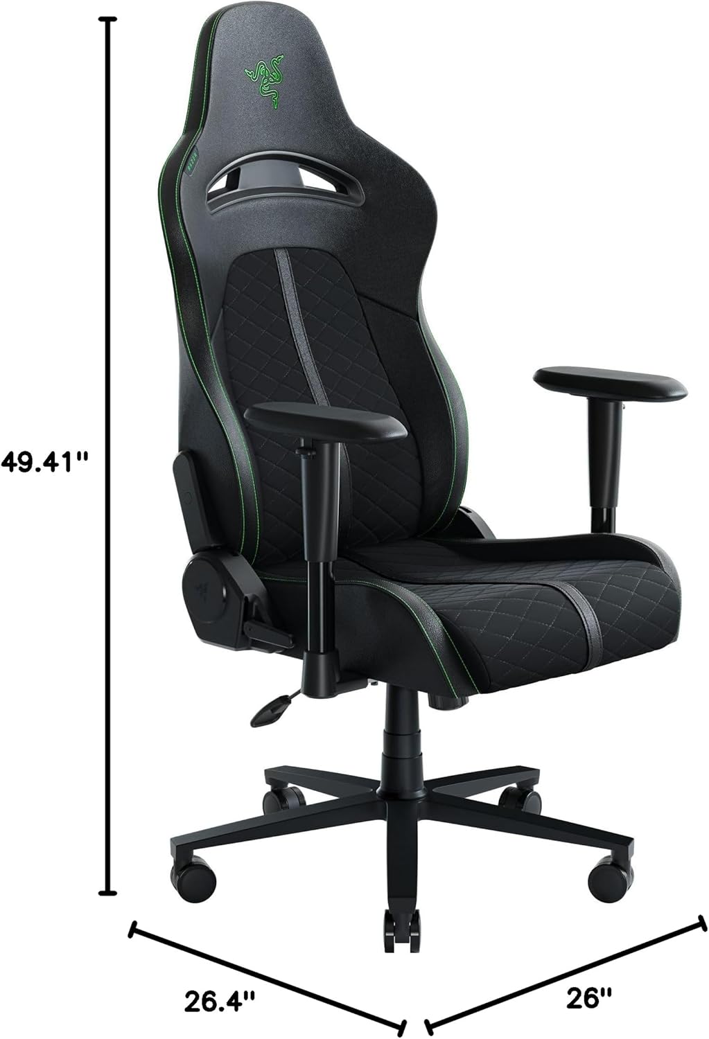 Razer Enki X Essential Gaming Chair: All-Day Comfort - Built-in Lumbar Arch - Optimized Cushion Density - Dual-Textured, Eco-Friendly Synthetic Leather - Adjustable 152-degree Recline - Black
