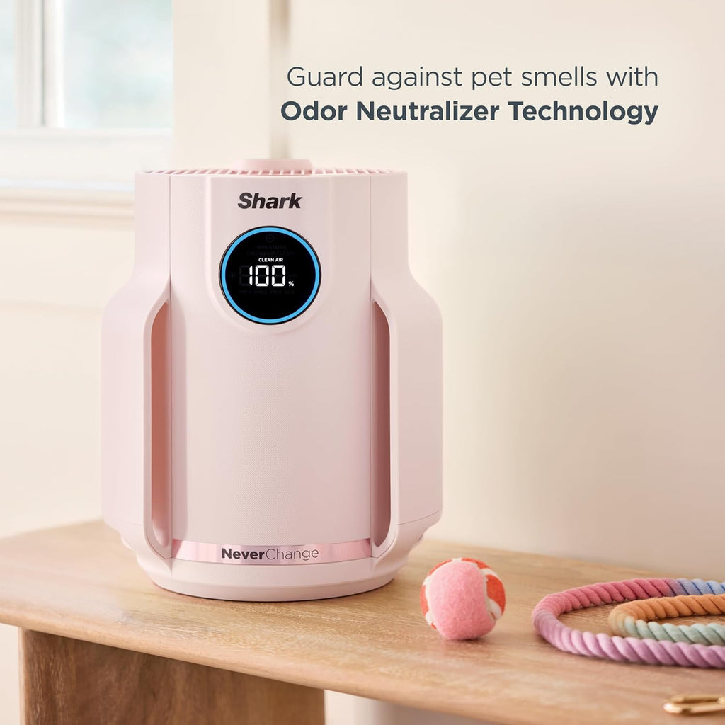 Shark Air Purifier for Home, NeverChange Compact Pro, for Bedroom, Nursery, Home Office, Dorm, HEPA-Exceeding Filter, Captures Pollutants, Pet Dander, Dust, Odor, Smoke, and More, HP072PK, Quartz
