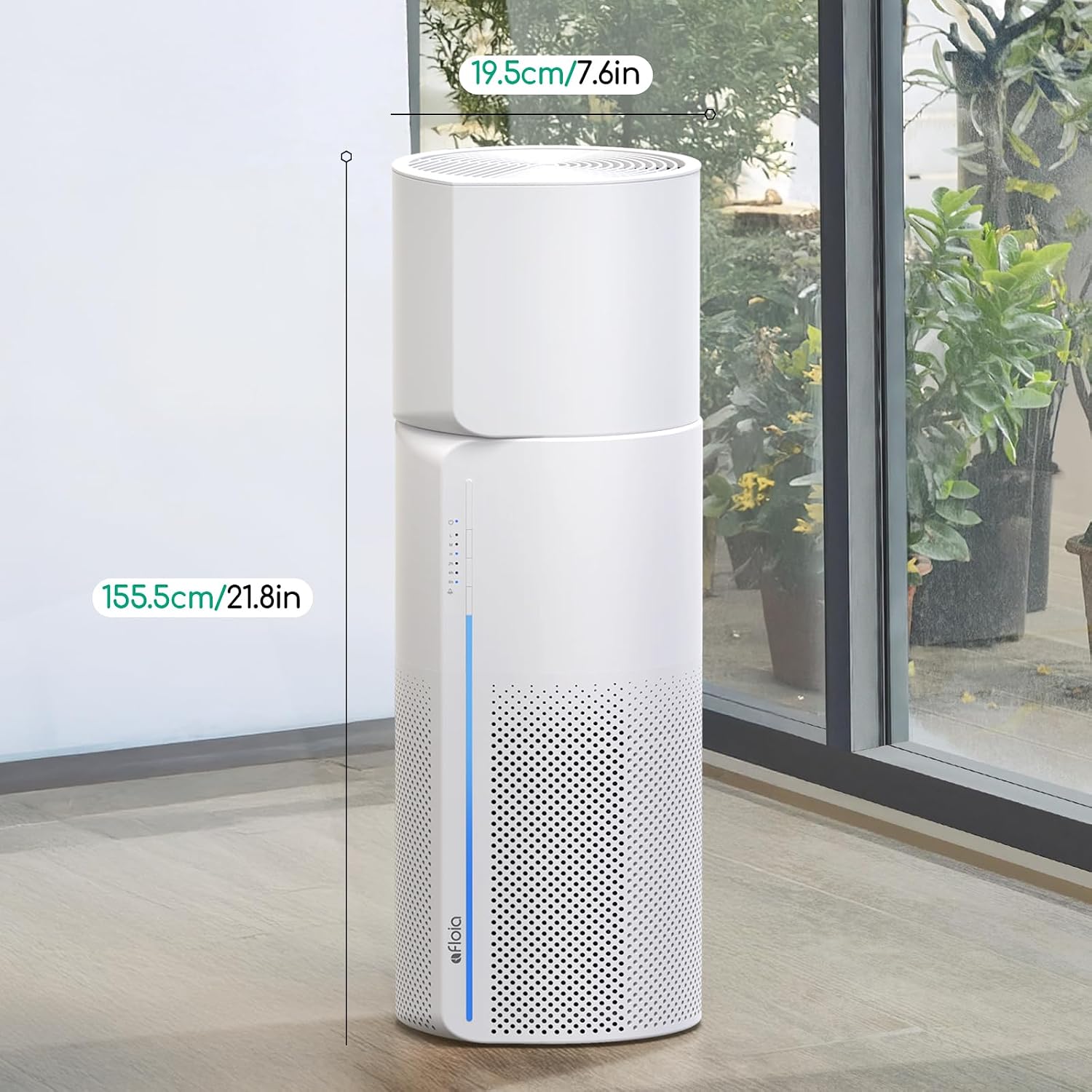 Afloia 2-in-1 Air Purifier & Humidifier Combo, Advanced 3-Stage Filtration, Whisper-Quiet Operation, Auto Shut-Off, 7-Color LED Light, Ideal for Pet Allergies & Smoke (White)