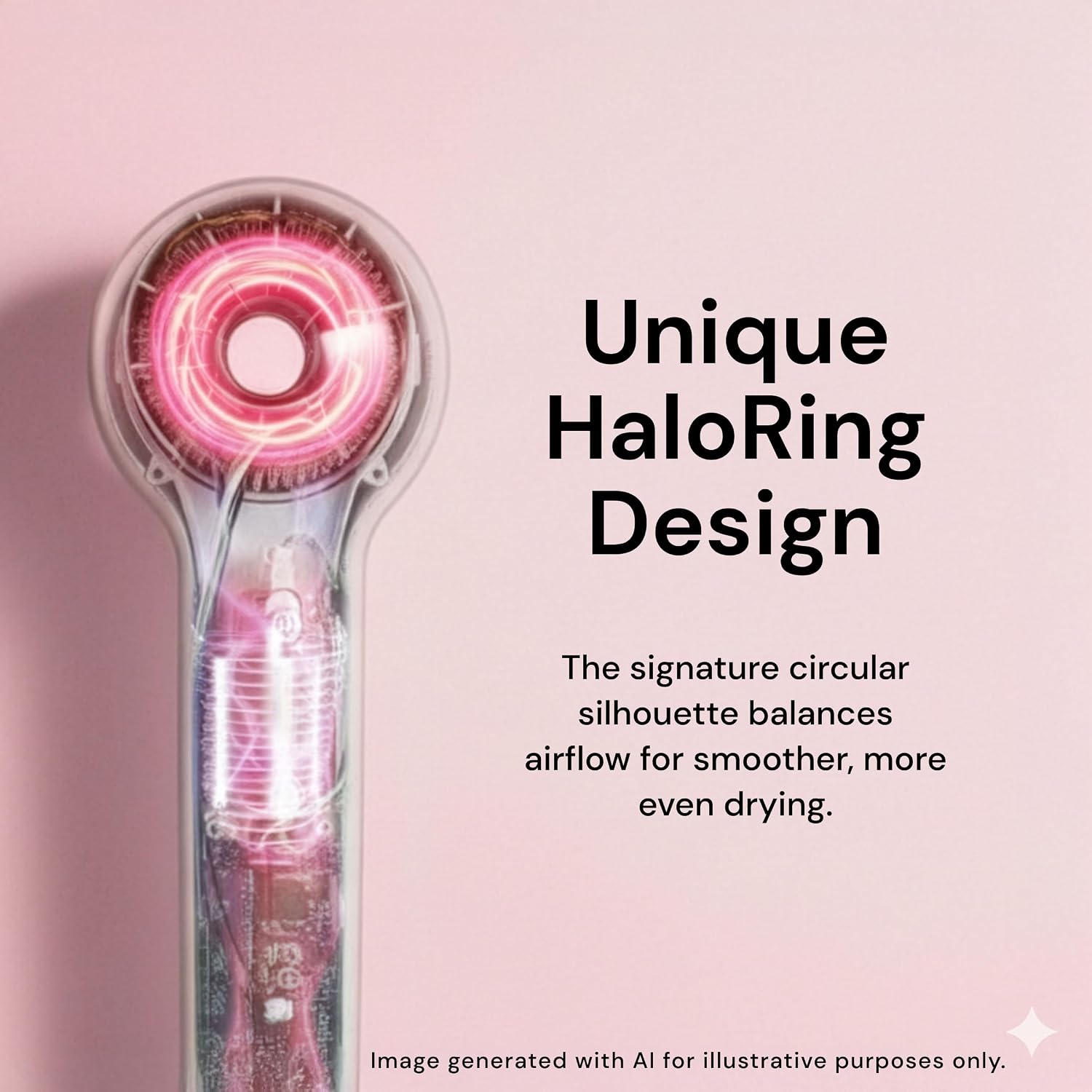 L'ANGE HAIR Axia HaloRing Ionic Hair Dryer | High Speed Professional Blow Dryer for Smooth, Frizz-Free Styles | Lightweight Brushless Motor with Concentrator & Wall Mount | 4 Heat Settings | Blush