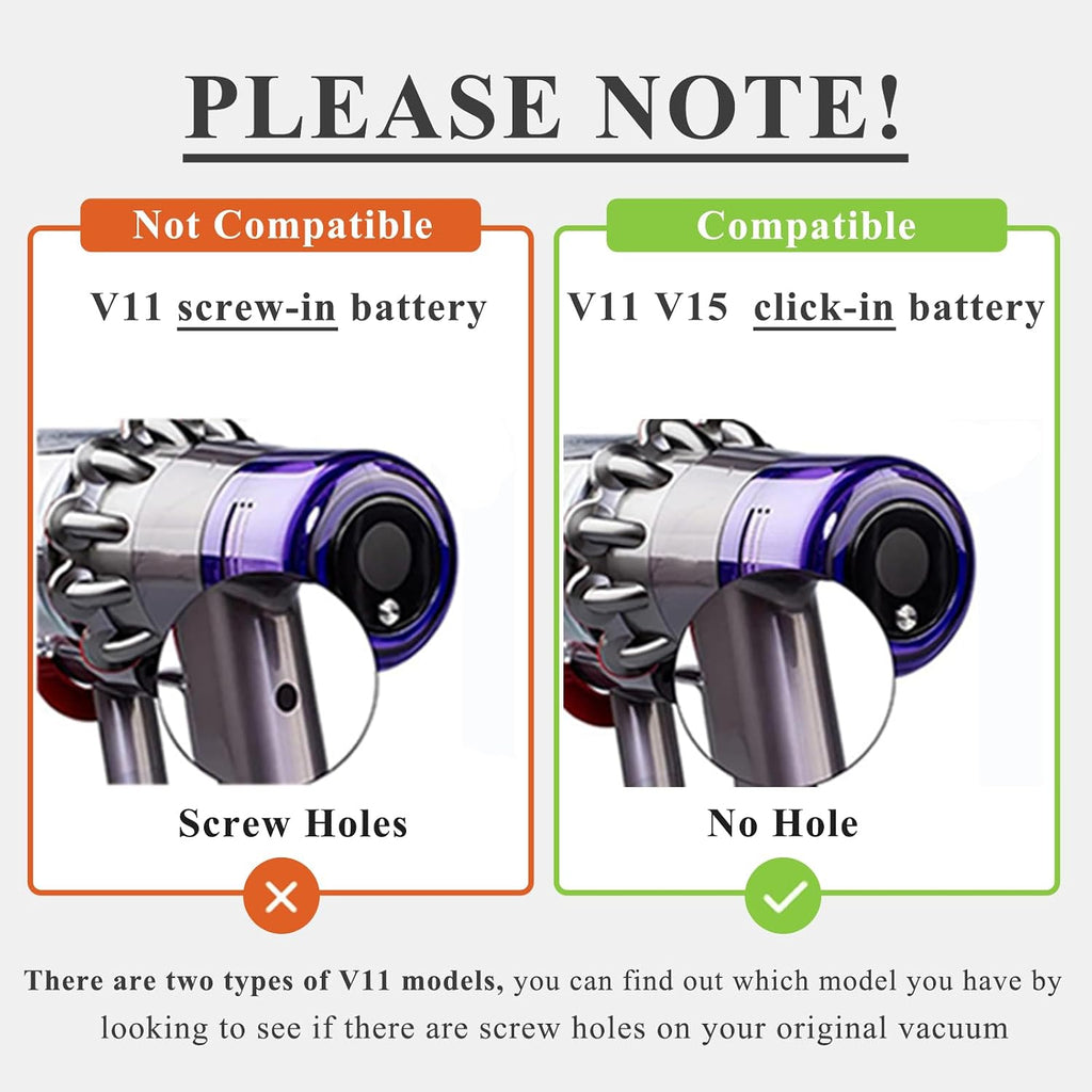 Upgraded 10000mAh V11 Battery Replacement for Dyson V11 Click-in Battery SV15 SV16 SV17 SV22 SV28 SV29 SV47 970938-01 970425-01 (Not for Screw-in Models)