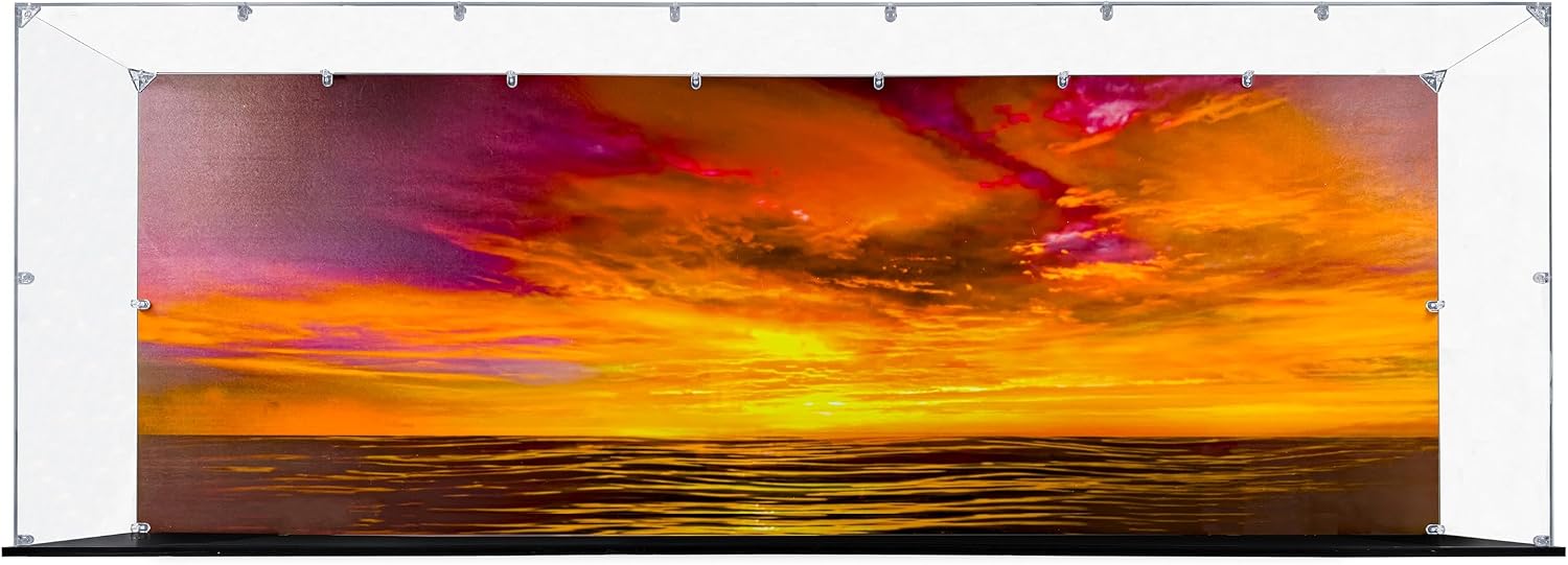 Acrylic Display Case Compatible for Lego Titanic #10294 (Painted Background), Dustproof Display Case (Case Only) (Lego Sets are NOT Included) (The Last Sunset)