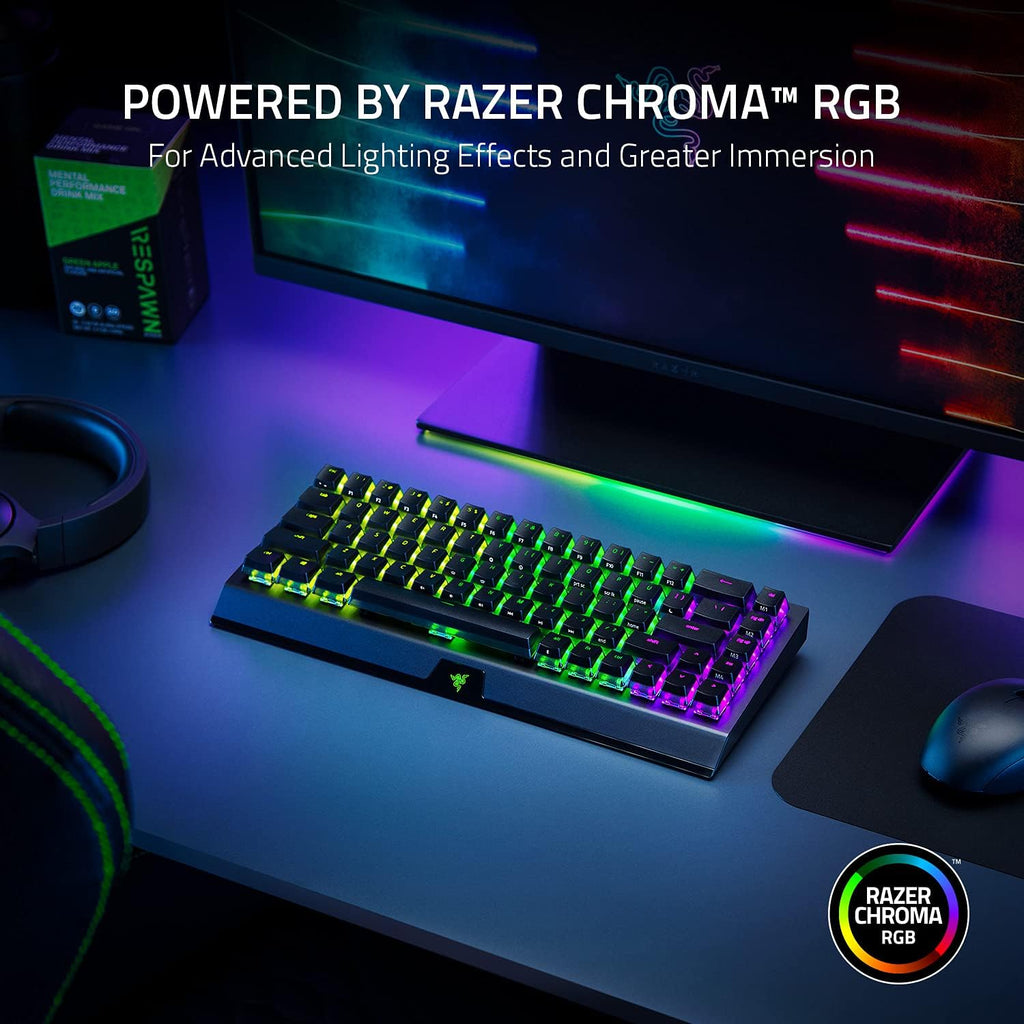 Razer BlackWidow V4 Mini HyperSpeed Wireless Hot Swappable 65% Gaming Keyboard: HyperSpeed Wireless & Bluetooth 5.0 - Orange Switches Tactile & Quiet - Phantom Pudding Keycap - 200 Hr Battery