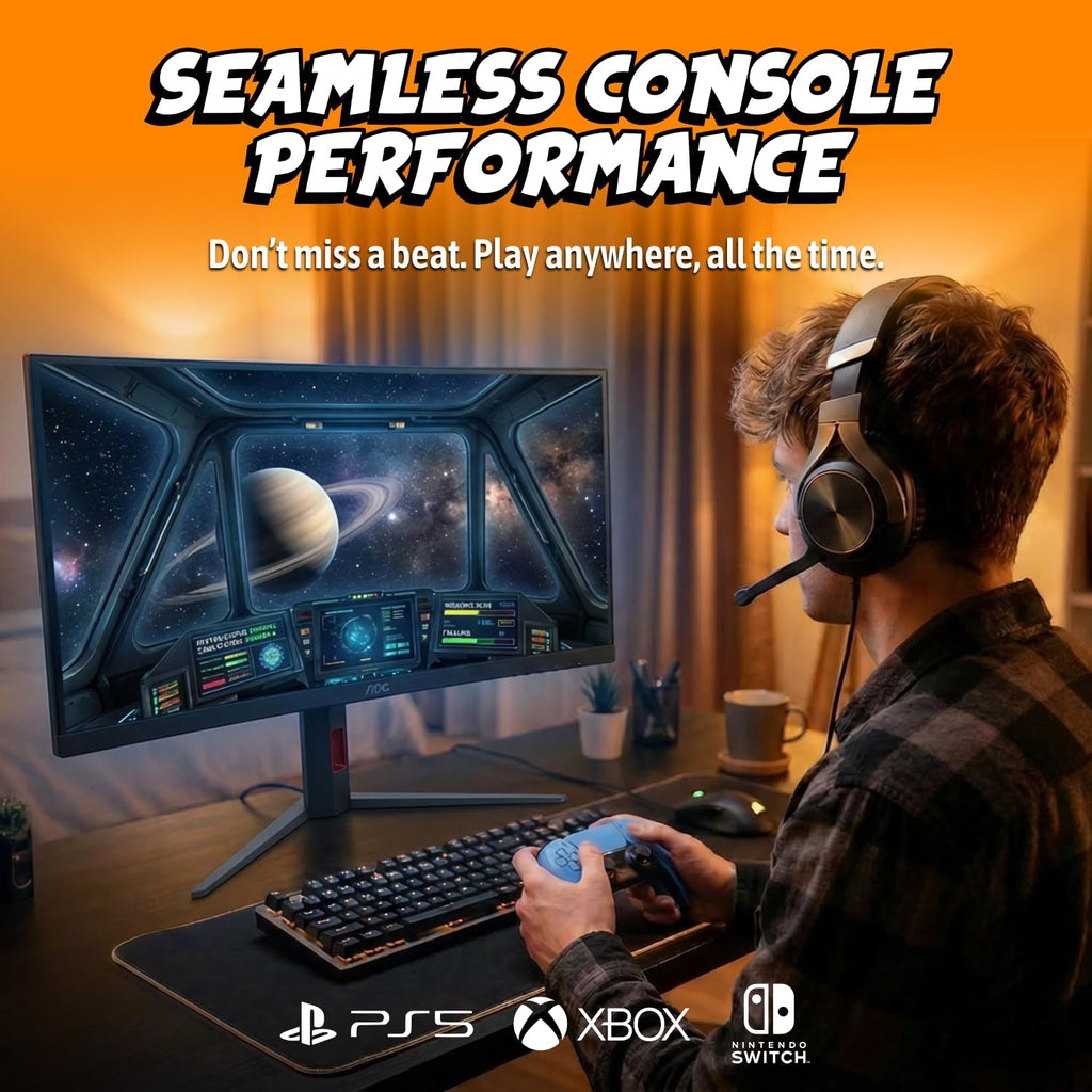 AOC CU34G4H 34 inch Curved Ultrawide Gaming Monitor, WQHD 3440x1440, 200Hz DisplayPort / 100Hz HDMI, 0.3ms MPRT, 1500R VA Panel, Adaptive-Sync, HDR Ready, DisplayPort 1.4, HDMI 2.0