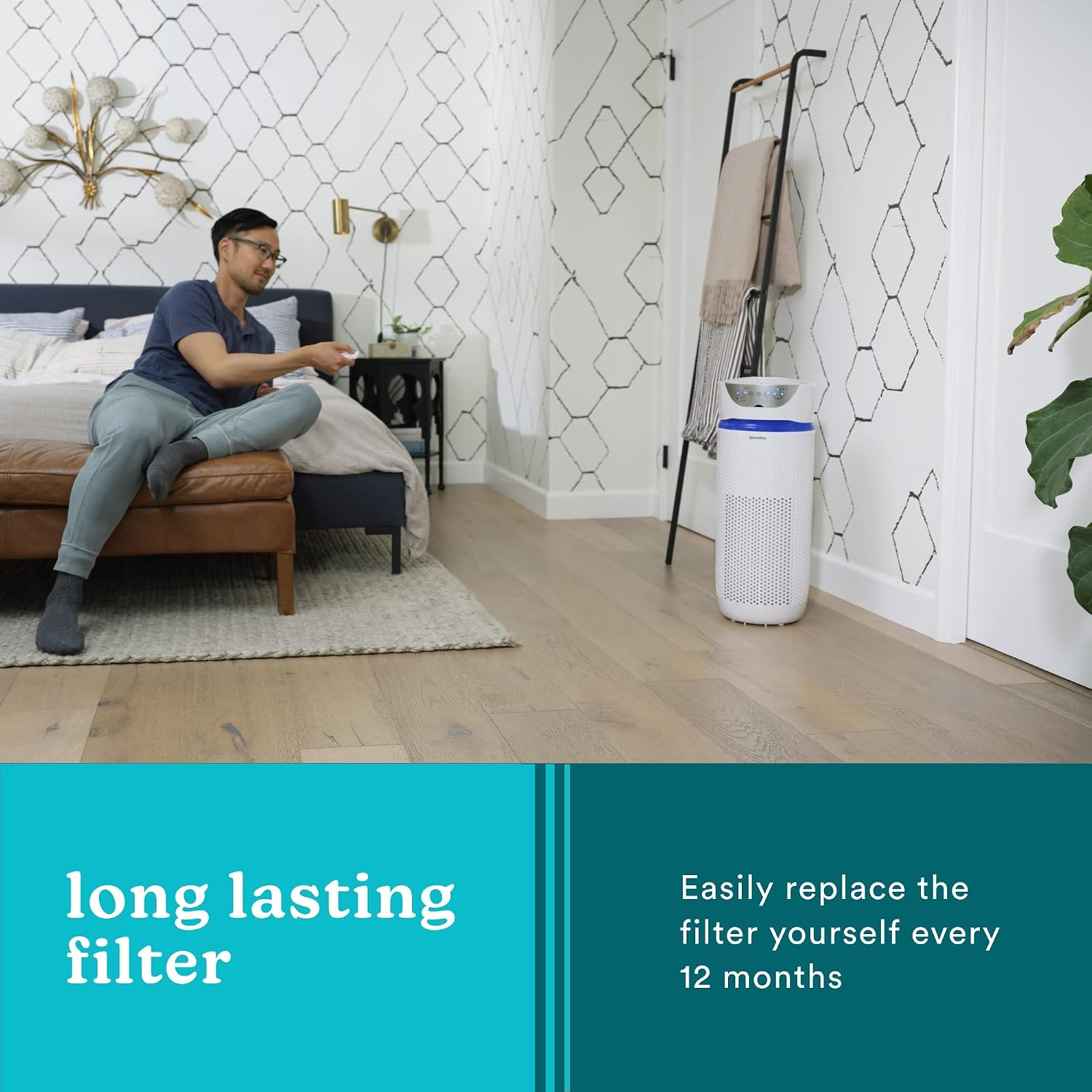 Homedics 5-in-1 UV-C Air Purifier - 360-Degree HEPA Filter for 1,593 Sq Ft, Extra Large Air Purifiers for Bedroom and Home, Essential Oil Pads, Built-In Timer, 5 Speed Settings for Large Rooms, White