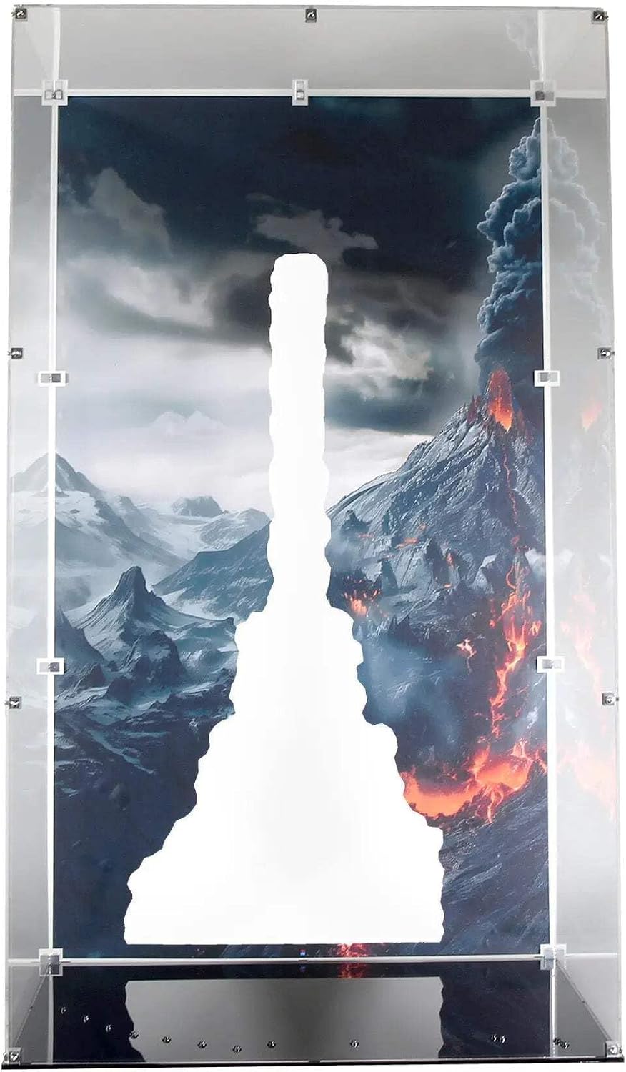Display Case Compatible with Lego 10333 - The Lord of The Rings: Barad-dûr - Pre-Printed Background Acrylic Showcase - Set Not Included