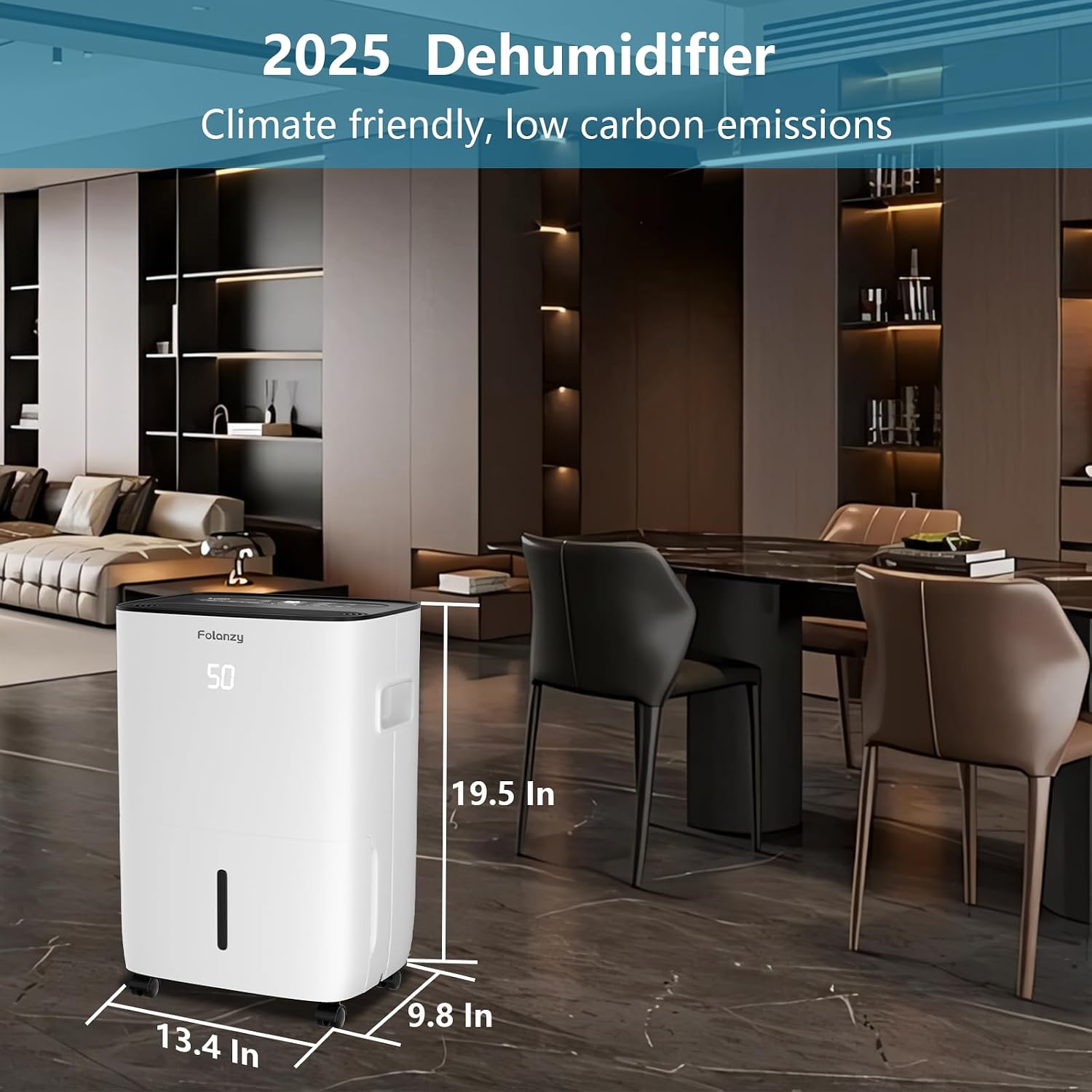 Smart Dehumidifier,Folanzy 80 Pints Dehumidifier for Basement Bedroom Home Garage and Large Room Spaces up to 5,200 Sq. Ft with Drain Hose and Water Tank