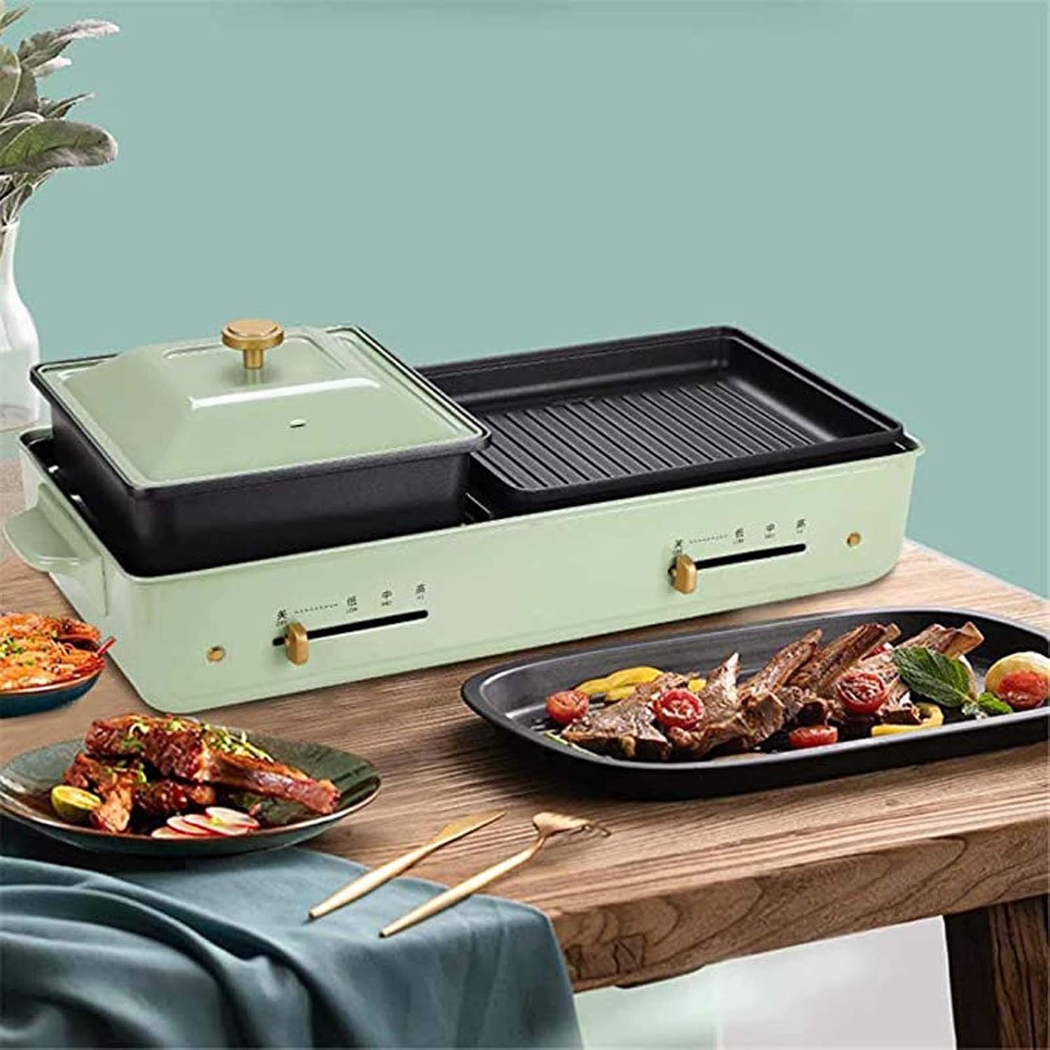 Hot Pot Barbecue One Electric Grill Pan Barbecue Household Multifunctional Smokeless Non-Stick Barbecue Stove Indoor Hot Pot