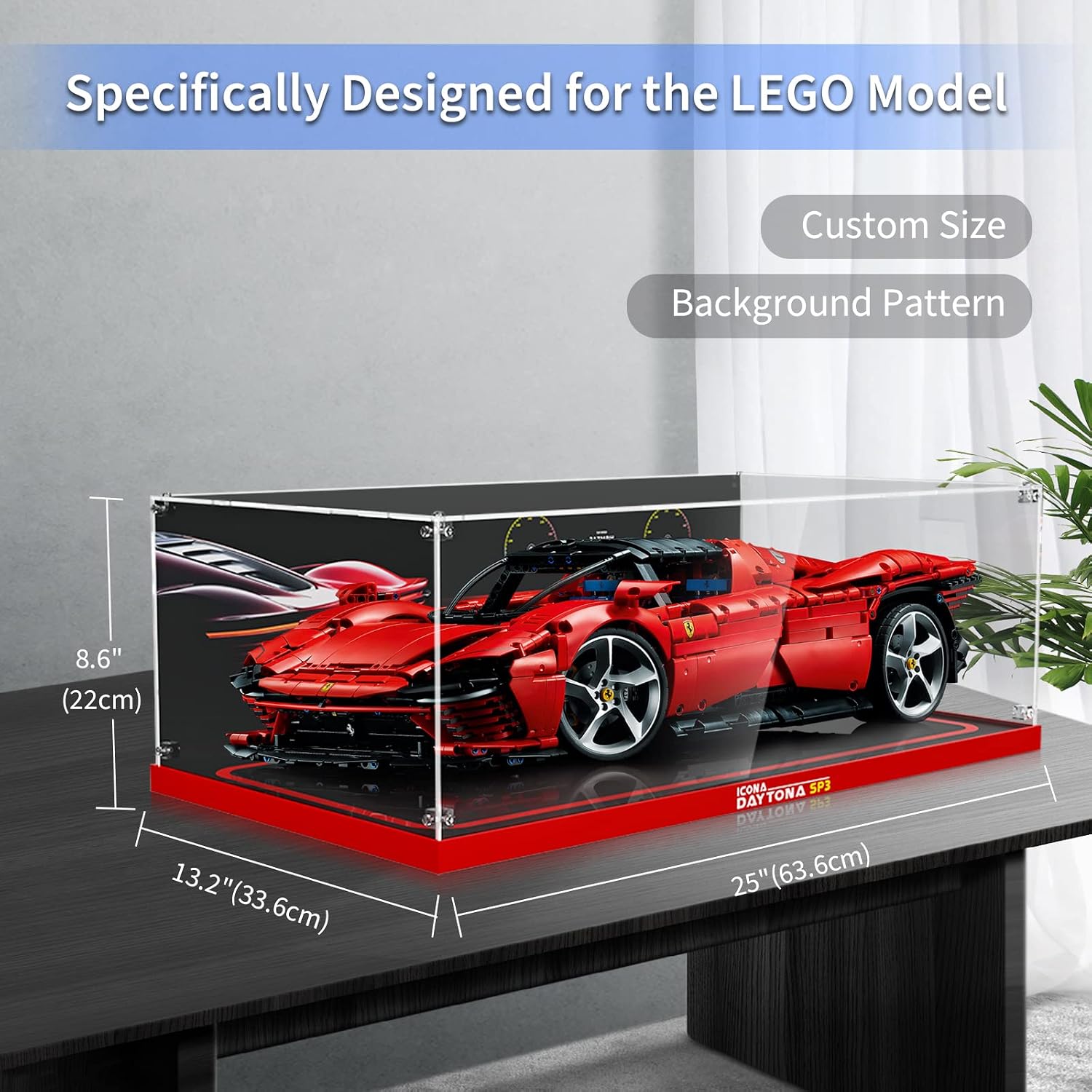 Acrylic Display Case for Lego 42143 Ferrari Daytona SP3; ONLY Display Case, The Model NOT Included