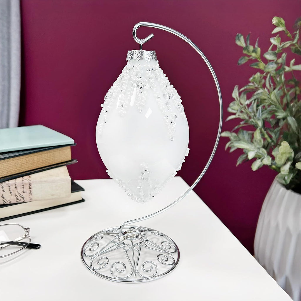 Bard's Ornate Silver Ornament Stand, Medium, 8.25' H x 4' W x 4' D, Pack of 12