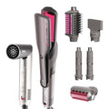 Shark Flex Fusion Hair Straightener & Powerful Hair Dryer with Fusion Hair Brush, Air Styler with Auto-Wrap Hair Curlers, Concentrator, & Frizz Fighter, Metallic Mist, HD651S