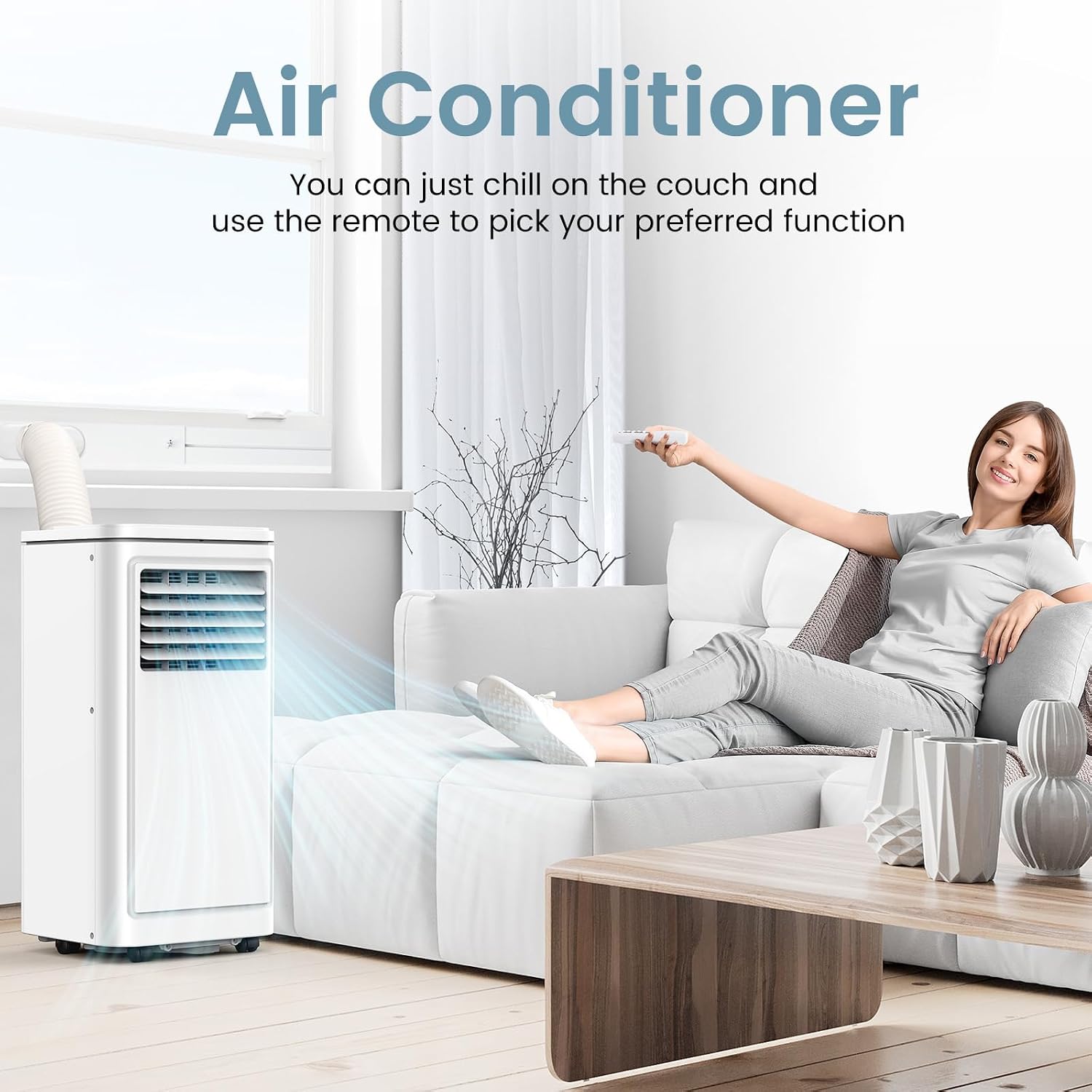 8000 BTU Portable Air Conditioners for Room up to 350 Sq. Ft, 3-in-1 Mini AC Unit for Bedroom with Dehumidifier & Fan Mode, Remote Control, Sleep Mode, 24H Timer