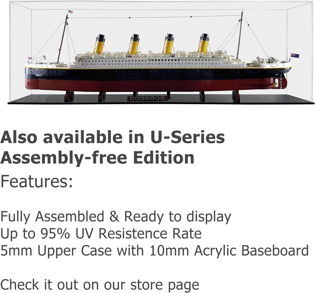 Acrylic Display Case Compatible for Lego Titanic #10294 (Painted Background), Dustproof Display Case (Case Only) (Lego Sets are NOT Included) (The Last Sunset)
