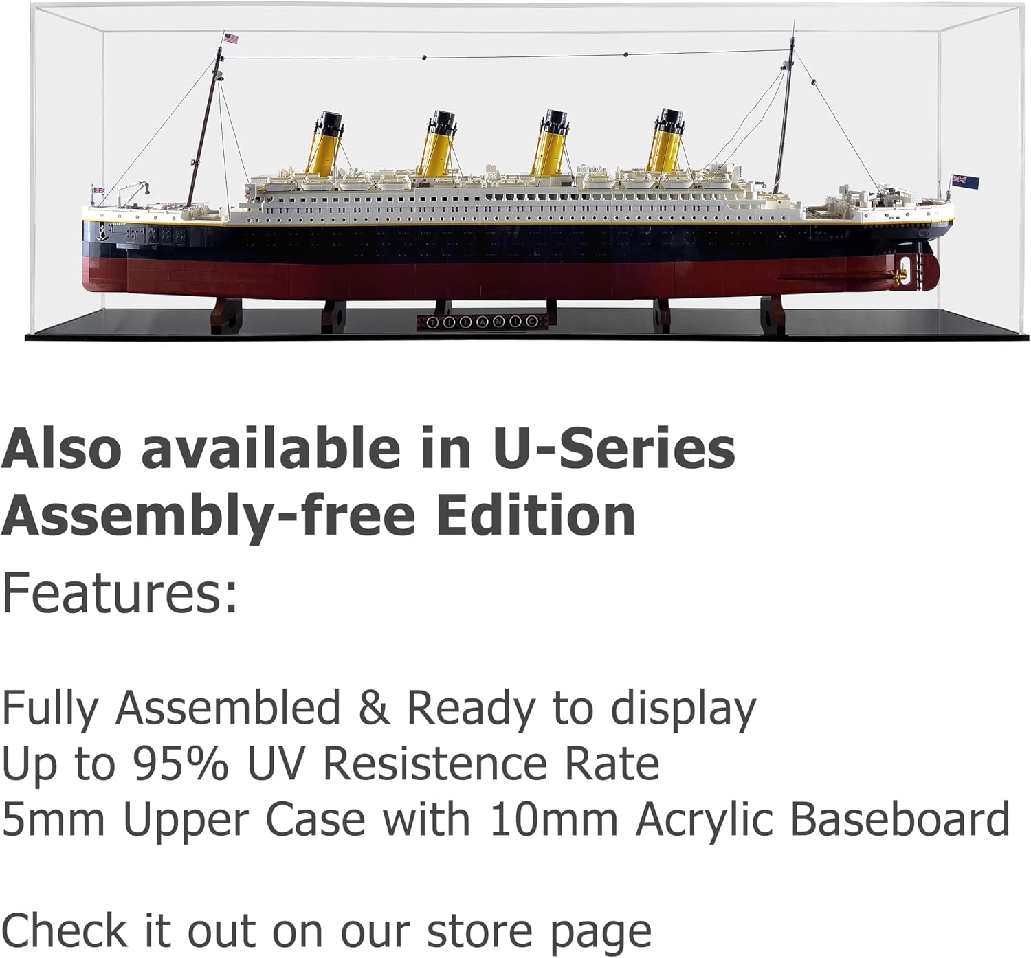 Acrylic Display Case Compatible for Lego Titanic #10294 (Painted Background), Dustproof Display Case (Case Only) (Lego Sets are NOT Included) (The Last Sunset)