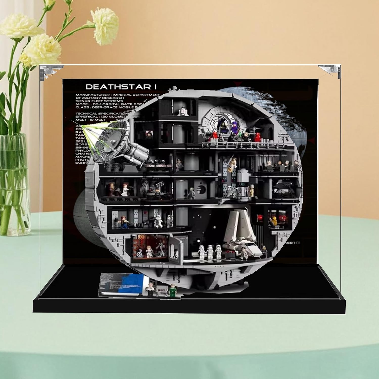Transparent Acrylic Display Case for Lego 75419 Death Star Trooper, Clear Box, Storage Box, Dustproof Box (Model not Included) (Background imageA)