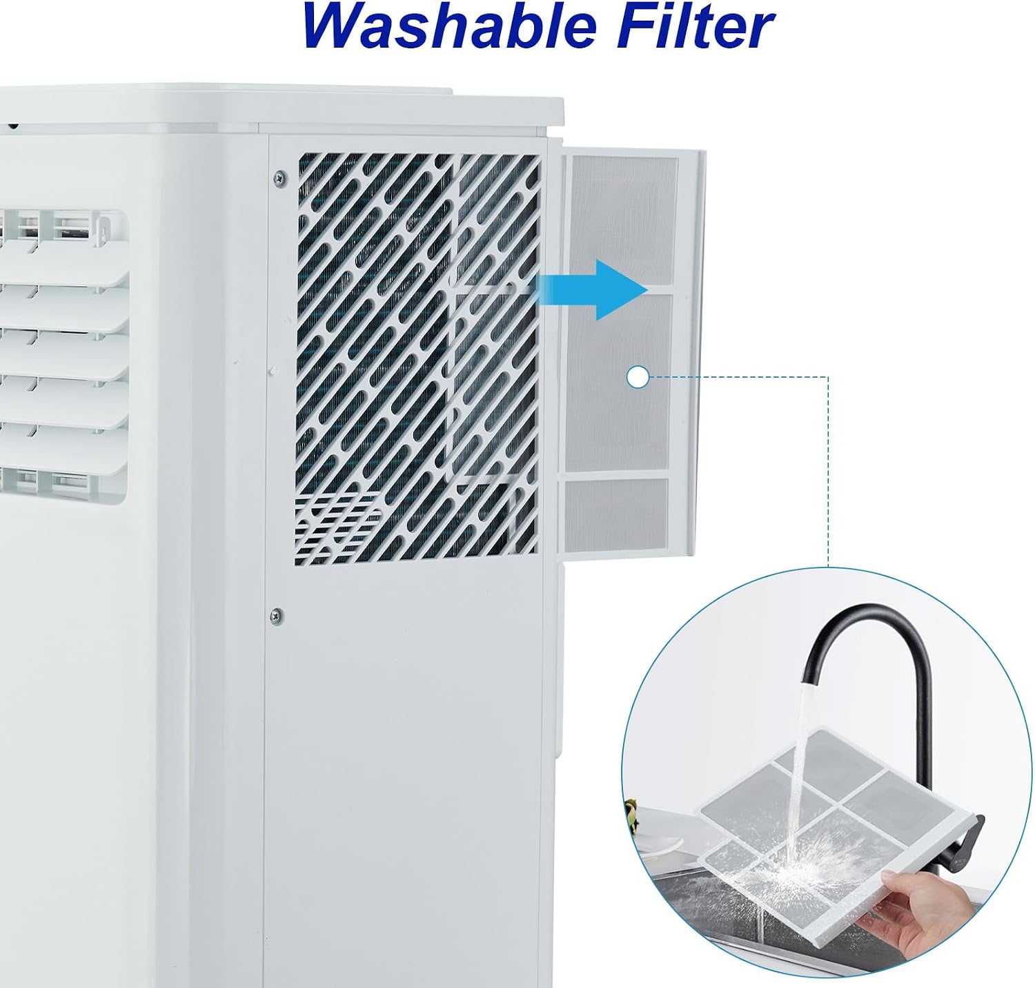 10000 BTU Portable Air Conditioners, 3 in 1 Portable AC Unit with Cooling Dehumidifier Fan, Remote Control, 24H Timer, Quiet 45 dB Sleep Mode, Energy Saving for Home Bedroom