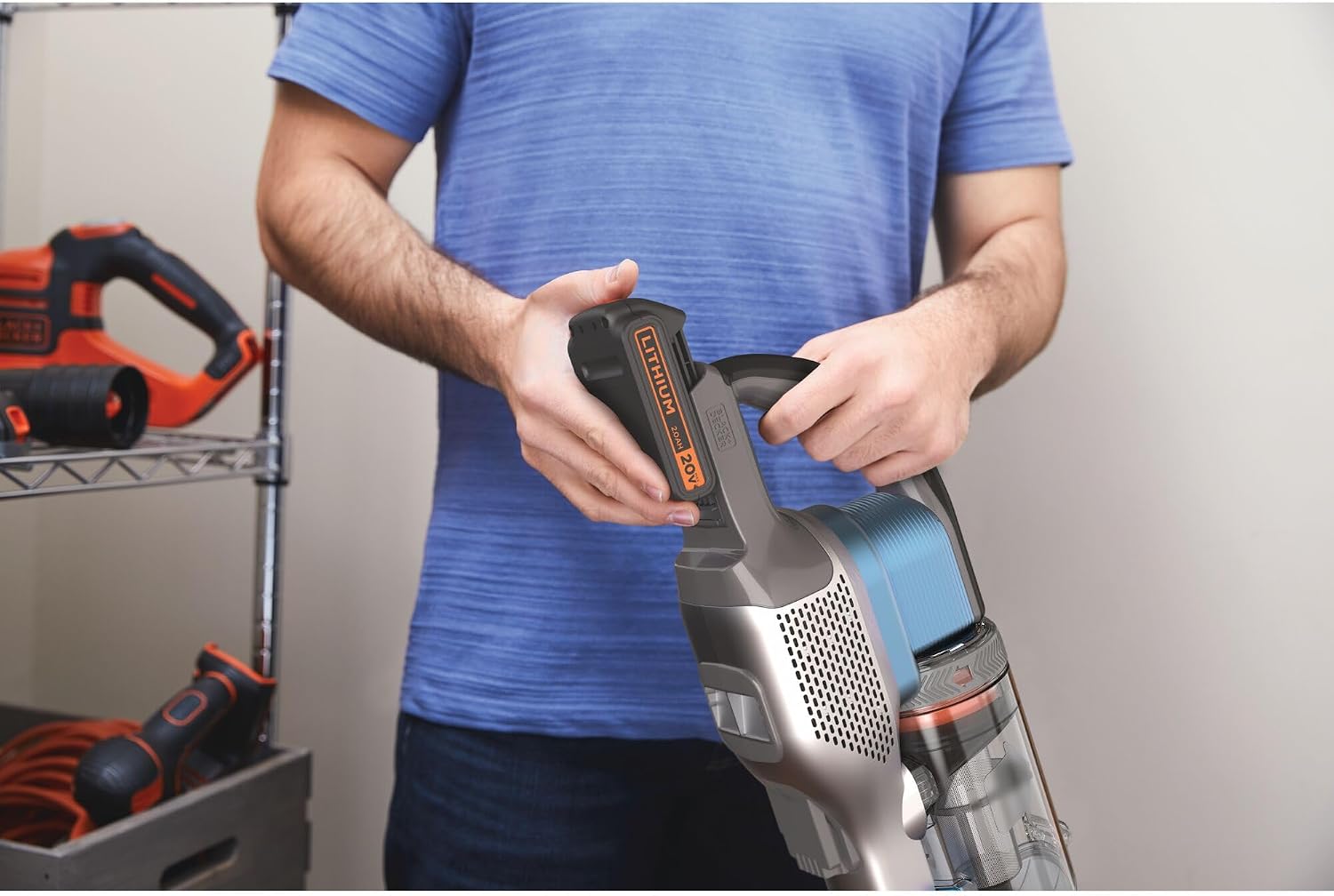 BLACK+DECKER Cordless Vacuum, Powerseries Extreme, Stick Vacuum Cordless Rechargeable, Interchangeable Floorhead with Crevice Attachment, 3 Speed Control, Lightweight, Blue (BSV2020G)