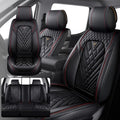 Fit for Ford F250 2011-2026 Seat Covers, Fashion Sport Seat Cover with Waterproof Leather, Airbag Safe Design Seat Protector (5 Front Seat Standard, Black Red)