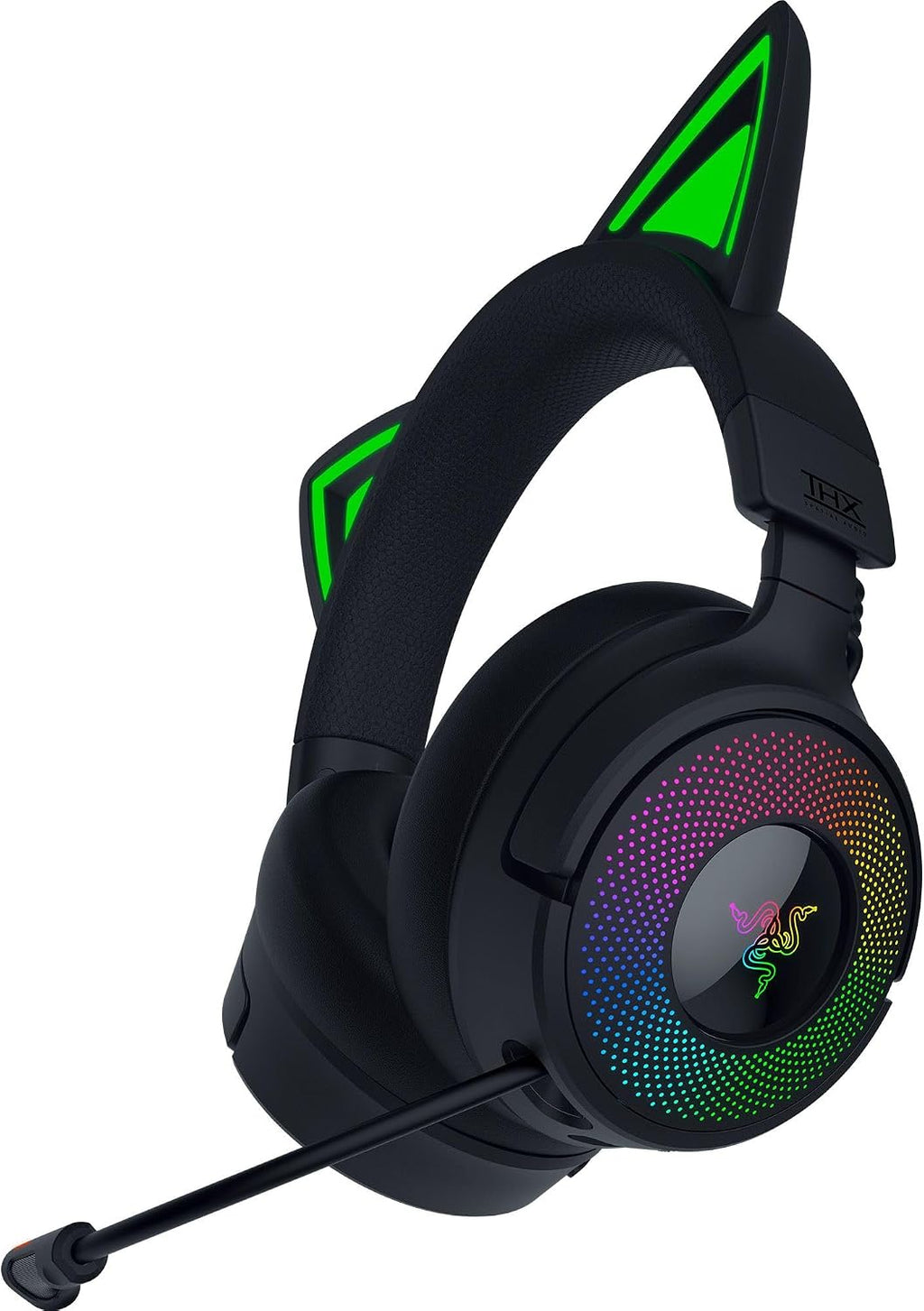 Razer Kraken Kitty V3 Pro Wireless RGB Gaming Headset: Chroma RGB Kitty Ears - 2.4 GHz, Bluetooth 5.3, USB A - Super Wideband Mic - 40mm Drivers - THX Spatial Audio - Comfortable Ear Cushions - Black