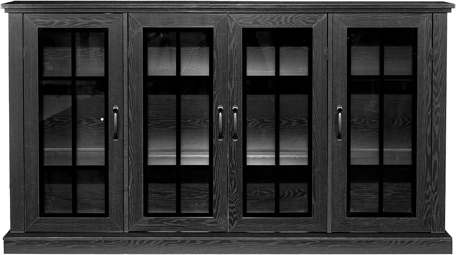 AMERLIFE 63' Sideboard, 6 Adjustable Shelves Sideboard Buffet Cabinet with 4 Doors, Accent Storage Credenzas for Dining Room, Living Room, Classic Black