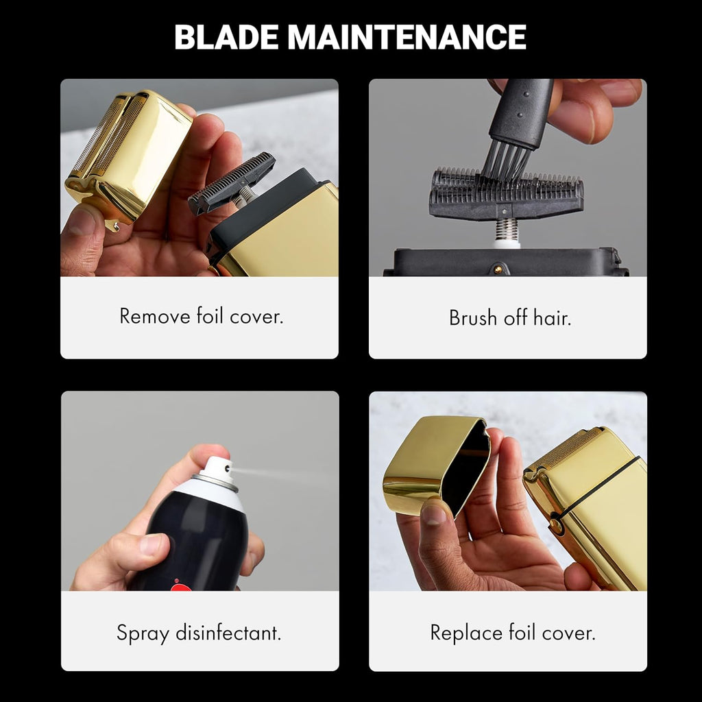 BaBylissPRO METALFX Double Foil Shaver, Handheld Electric Razor for Travel, Portable Cordless Close Face Shaver for Head, Beard, & Neck