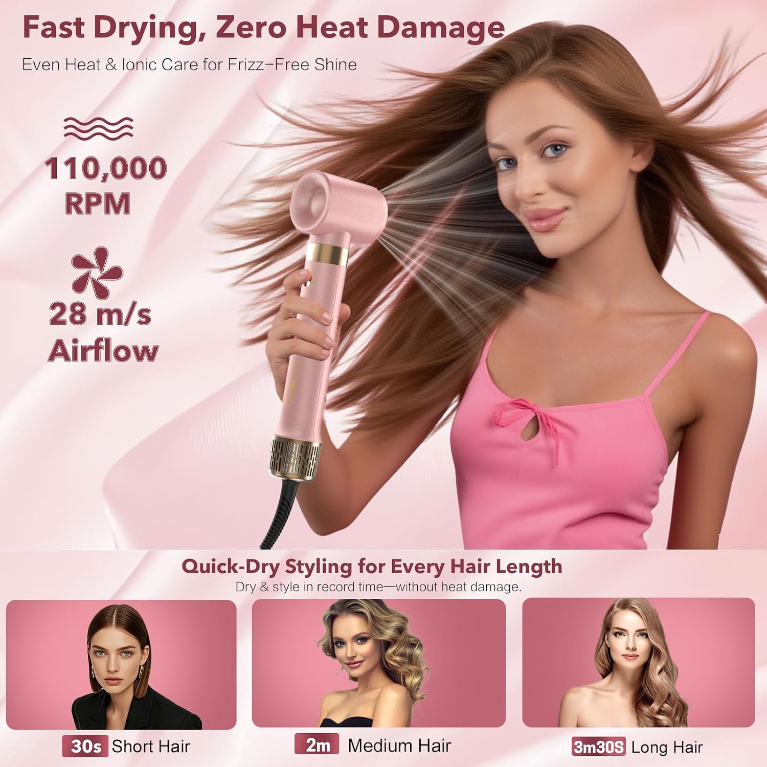 StyleVibe 8-in-1 Air Styler, Hair Dryer & Blow Dryer Brush with Travel Case - Auto Wrap Curls (L/R), Fast Drying, Thermal Round Brush for Smooth Blowouts & Frizz-Free Volume, No Heat Damage