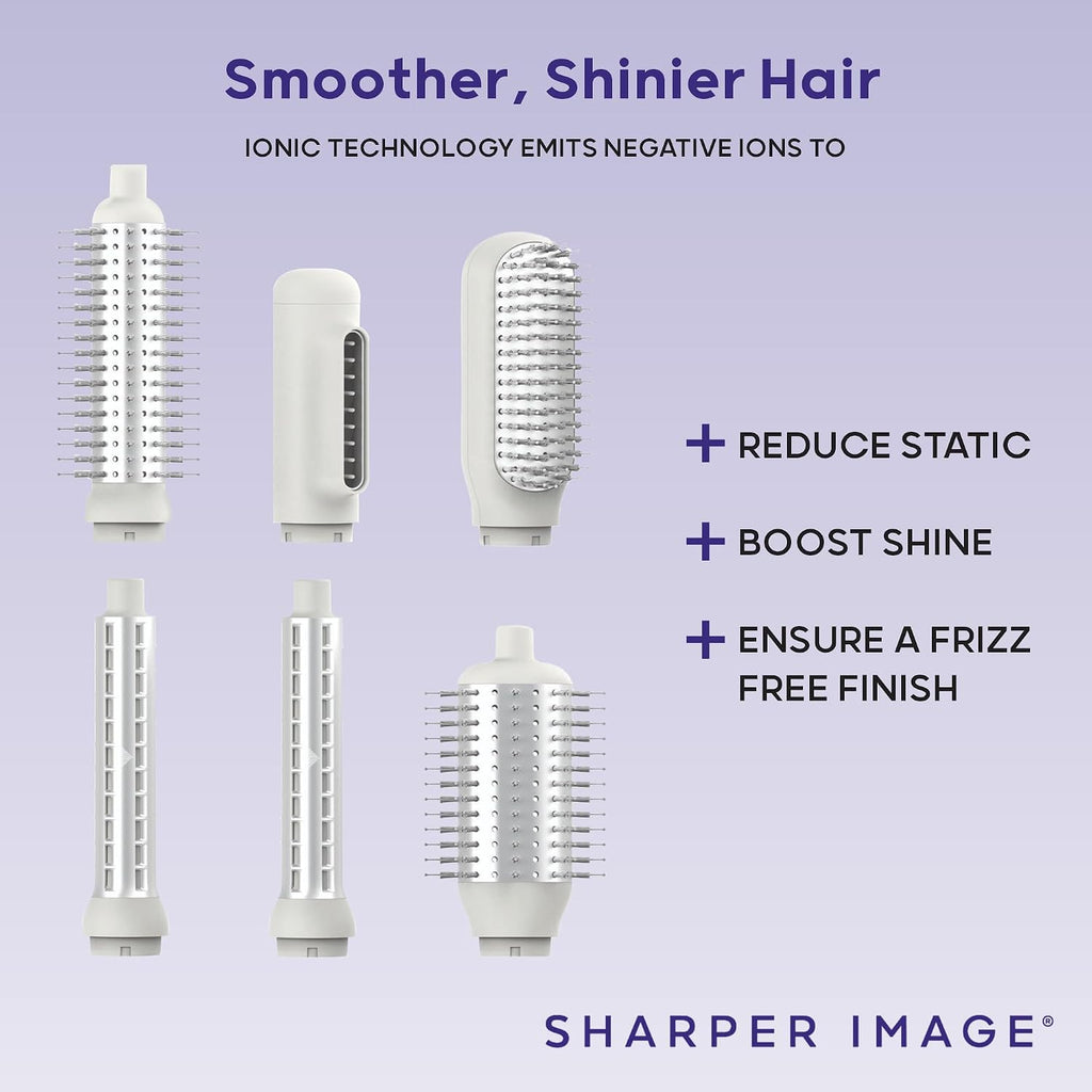 Sharper Image Revel 6-in-1 Multi-Styler, Ionic Hair Dryer Brush, Air Wrap Curling Wand, Detangler, Volumizing, Smoothing & Straightening Tools, Hair Accessories for Women for Salon Results at Home