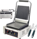 Electric Sandwich Maker 1800w Electric Contact Grill, Non-Stick Sandwich Toaster, Adjustable Temperature Control From 50-300°C, For Commercial Use (Grooved/Smooth),Smooth