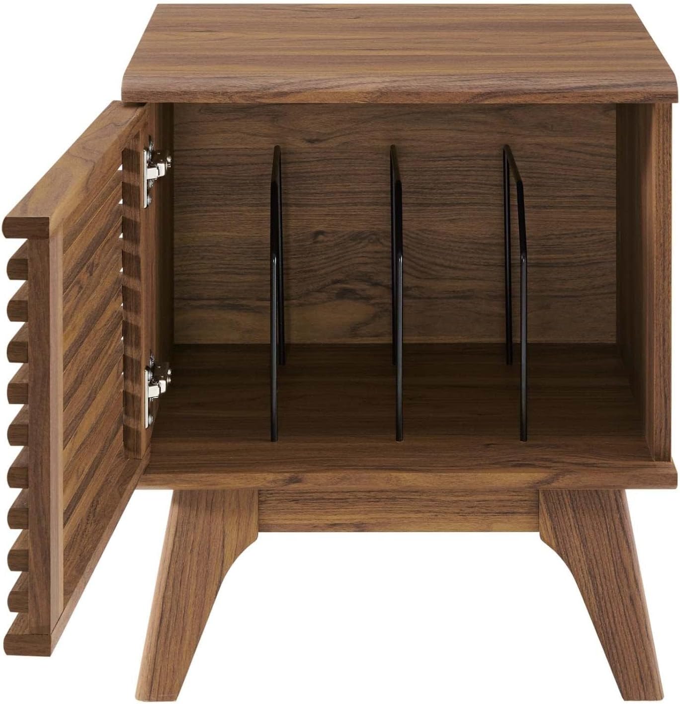 Modway Render Mid-Century Modern 19' Vinyl Record Display Stand in Walnut, 19 Inch