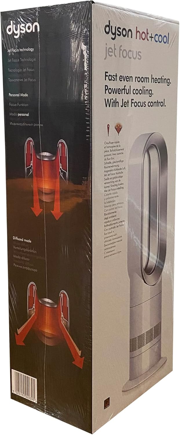 Dyson Hot+Cool AM09 Tower Bladeless Fan Heater - White/Silver (Renewed)