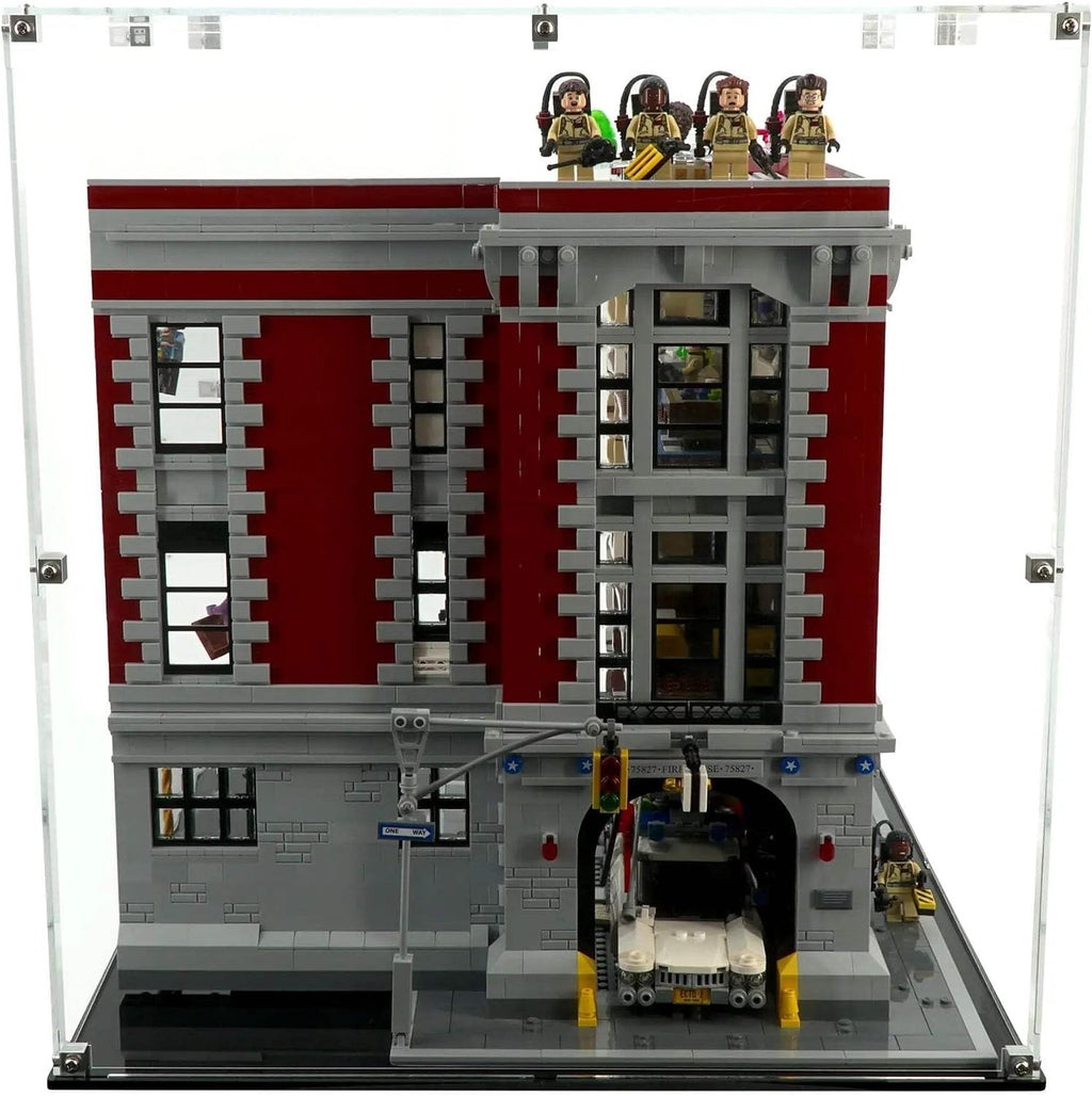 Display Case Compatible with Lego 75827 - Firehouse Headquarters (Open) - Clear Acrylic Dustproof Showcase - Set Not Included