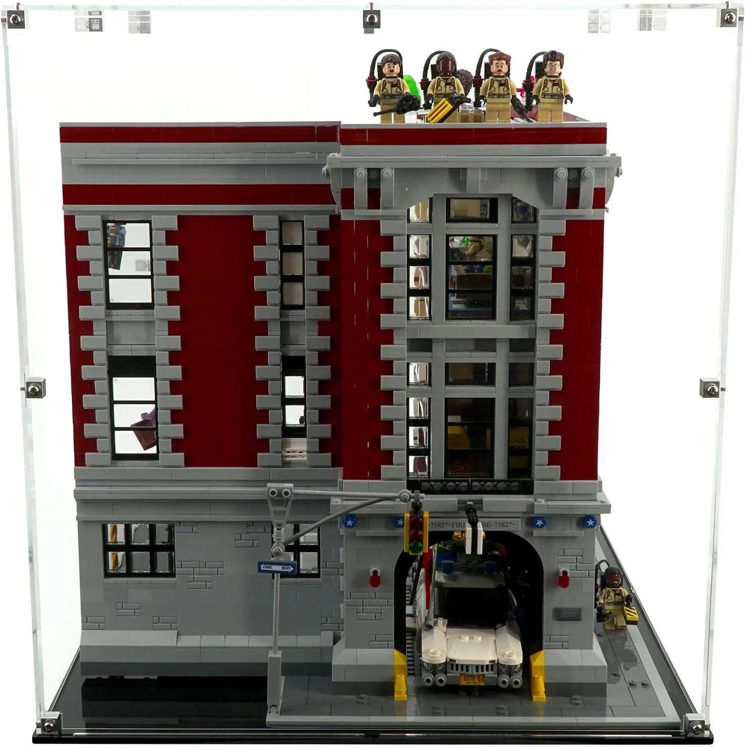 Display Case Compatible with Lego 75827 - Firehouse Headquarters (Open) - Clear Acrylic Dustproof Showcase - Set Not Included