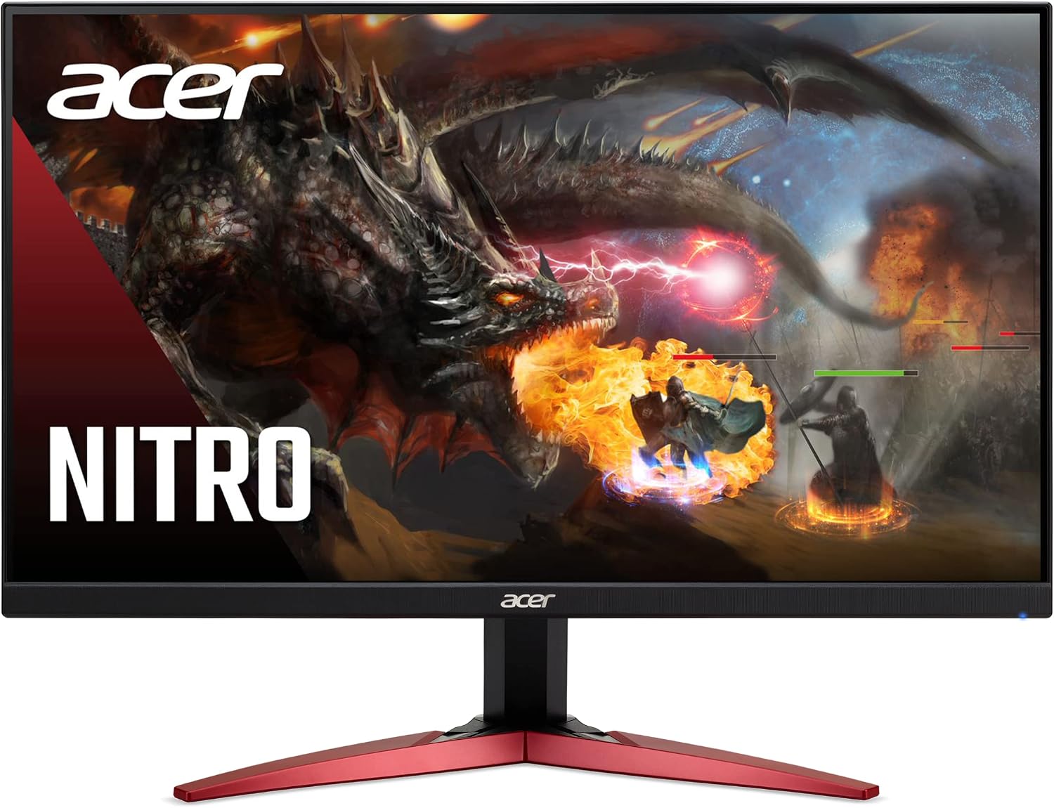 Acer Nitro KG241Y Sbiip 23.8' Full HD (1920 x 1080) VA Gaming Monitor | AMD FreeSync Premium Technology | 165Hz Refresh Rate | 1ms (VRB) | ZeroFrame Design | 1 x Display Port 1.2 & 2 x HDMI 2.0,Black