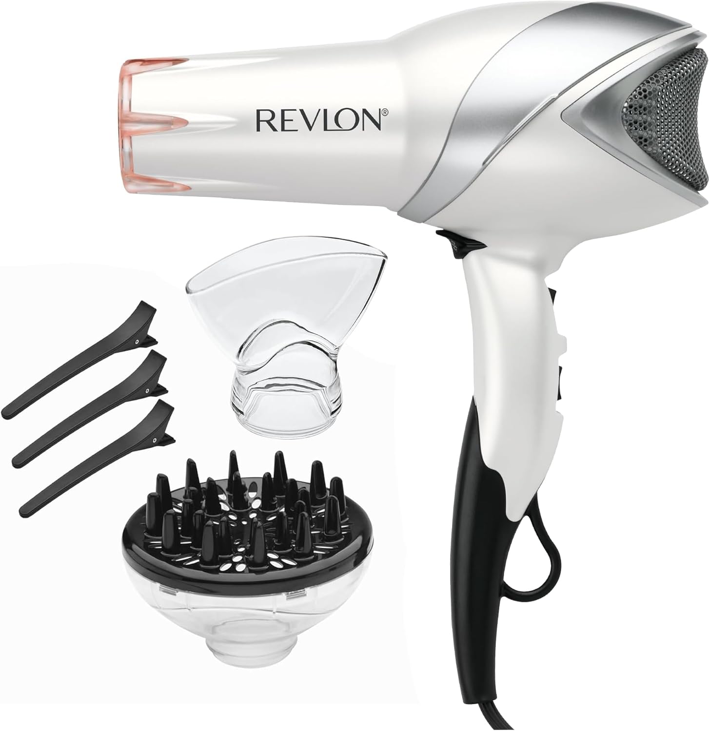 REVLON Infrared Hair Dryer with Diffuser & Concentrator - Ionic Ceramic Blow Dryer for Frizz Control,Shine,Soft Hair & Moisture Protection - 1875W Professional Salon-Quality (White),(Pack of 12)