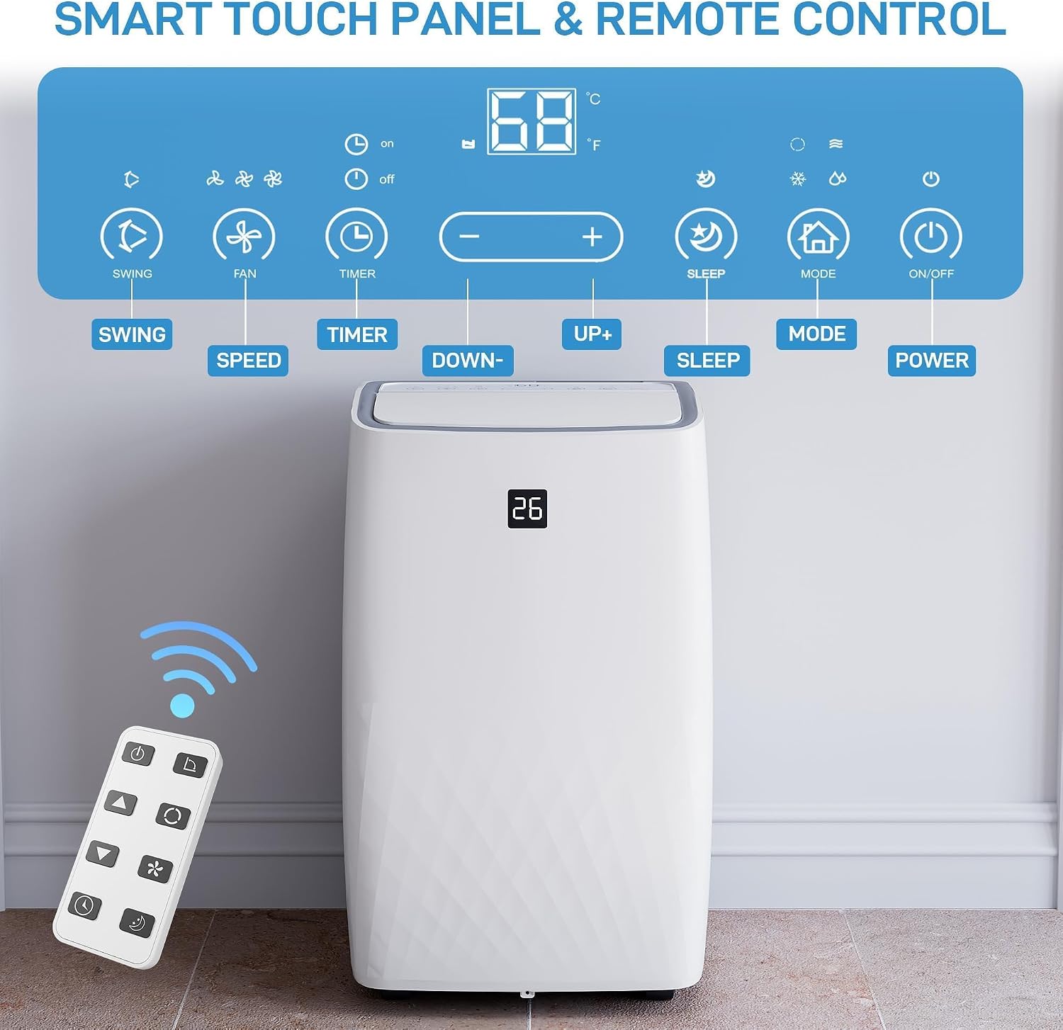 GarveeHome 12000 BTU Portable Air Conditioner with Remote, 3-in-1 AC Unit for Cooling, Fan & Dehumidifier, Energy Efficient Portable Air Conditioners for Bedroom
