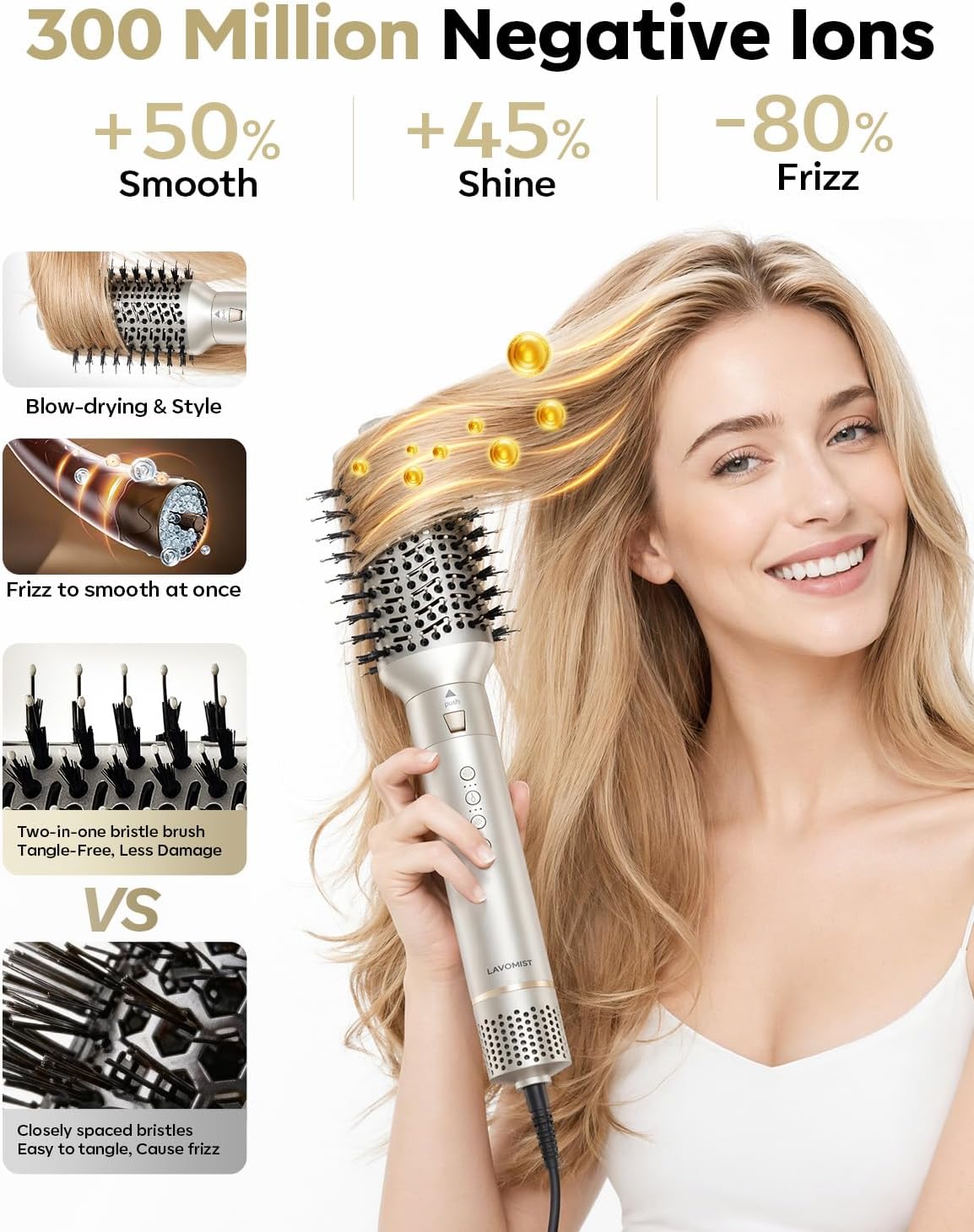 9-in-1 Dual Voltage Hot Air Styler & Hair Dryer Brush (100-240V) with Straightener & Curler Attachments, 110,000 RPM Ionic Fast Drying for Frizz-Free Styling, Gifts for Mom Women