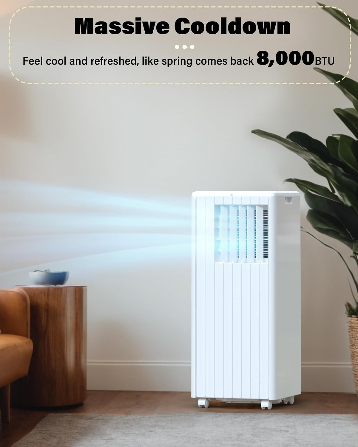 8,000 BTU Portable Air Conditioners 4-In-1 Drainage-free Standing AC Unit for Bedroom up to 350 sq.ft, with Cool, Dehumidifier & Fan Modes, Remote Control, 24H Timer, Sleep Mode, Window Kits