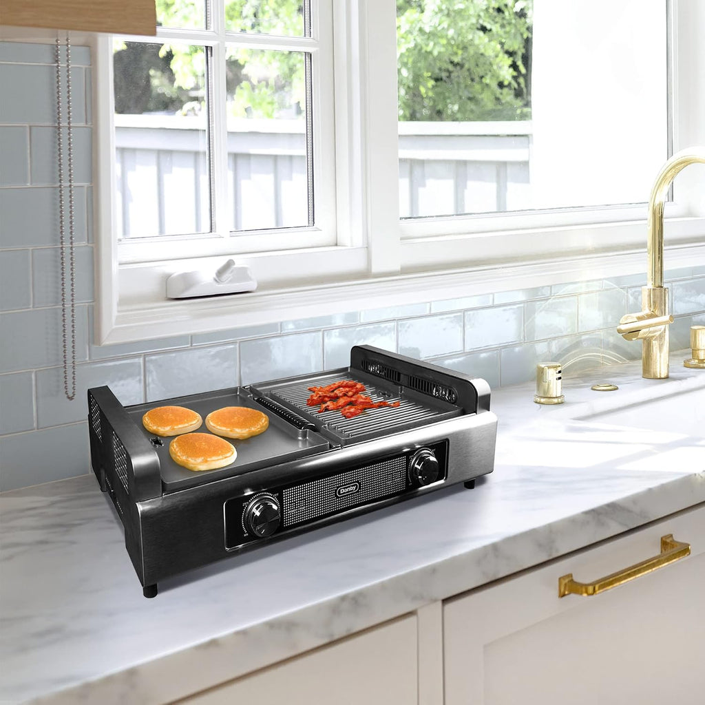 Danby DBSG29412XD11 Smokeless Indoor Grill in Black Advanced Air Circulation Technology Independent on/off and temperatures.