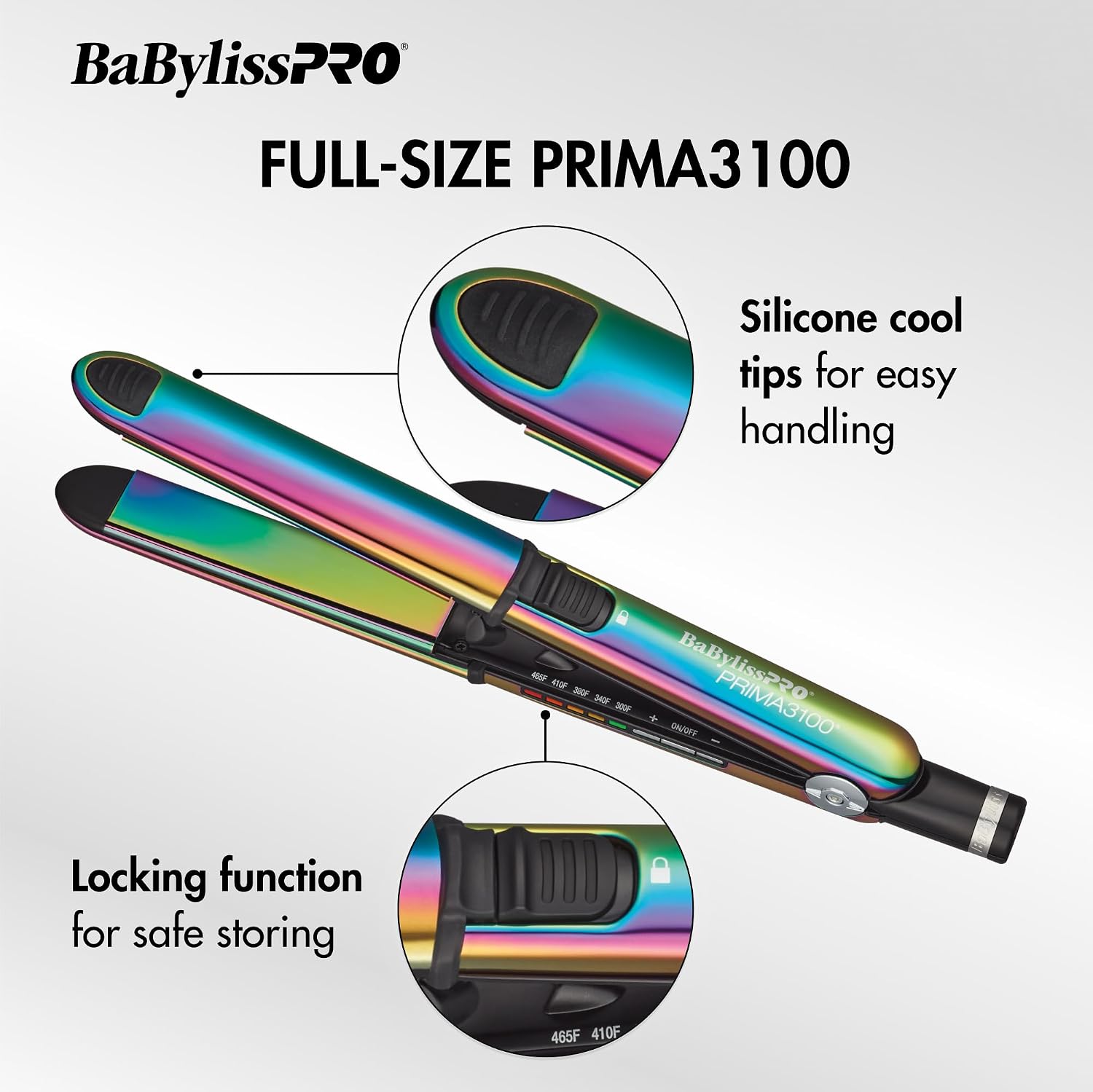 BaBylissPRO Nano Titanium Prima Ionic Hair Straightener – Professional Flat Iron & Curling Iron in One for Stylists, Pro Styling Hair Tool