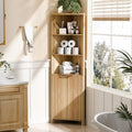 VINGLI 68' Tall Corner Cabinet with Fluted Doors,Corner Bathroom Storage Cabinet Pantry Hutch Display Shelves Adjustable for Kitchen, Living Room Modern Space Saver Shelf Bathroom Furniture,Oak
