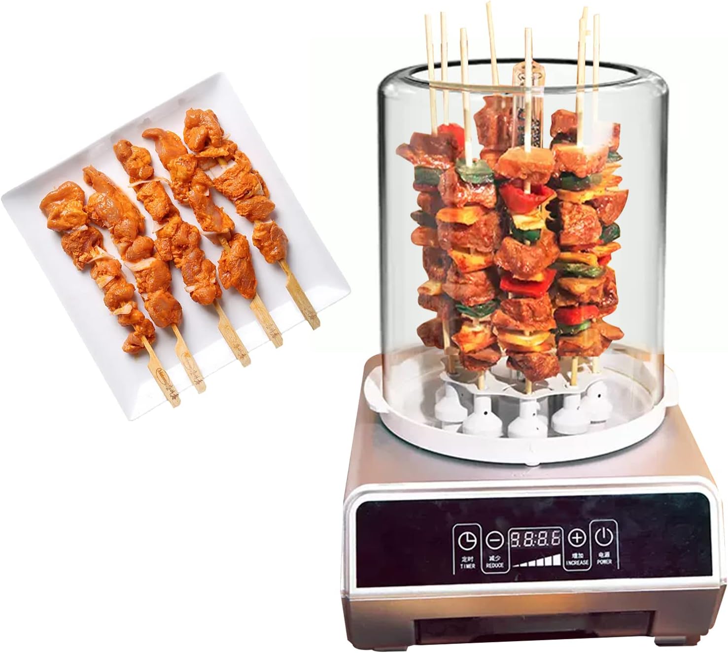 Multi-Function Vertical Barbecue Oven, Electric BBQ Smokeless Grill Indoor, Rotating Barbecue Meat Shashlik Roaster Grill Machine, Barbecue Household Appliances Stainless Steel for Home Use,1500W