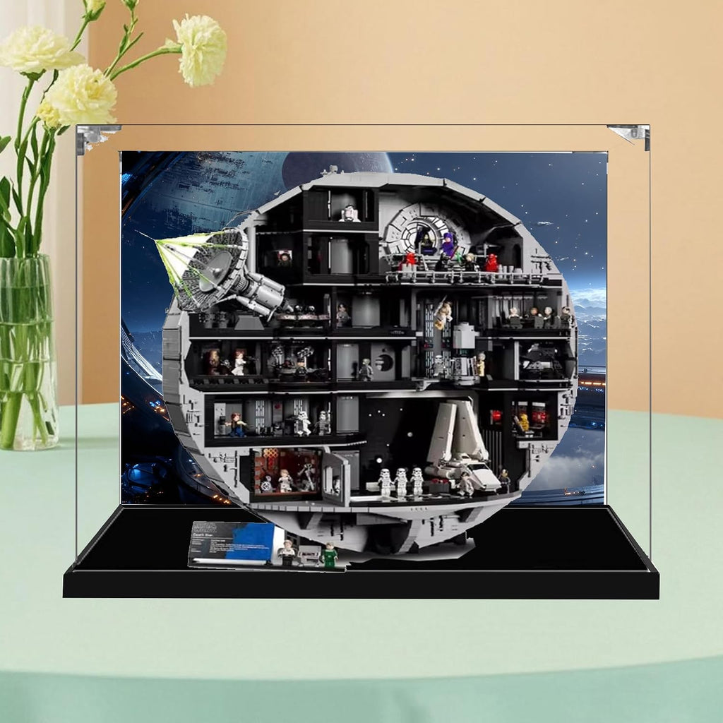 Transparent Acrylic Display Case for Lego 75419 Death Star Trooper, Clear Box, Storage Box, Dustproof Box (Model not Included) (Background Image B)